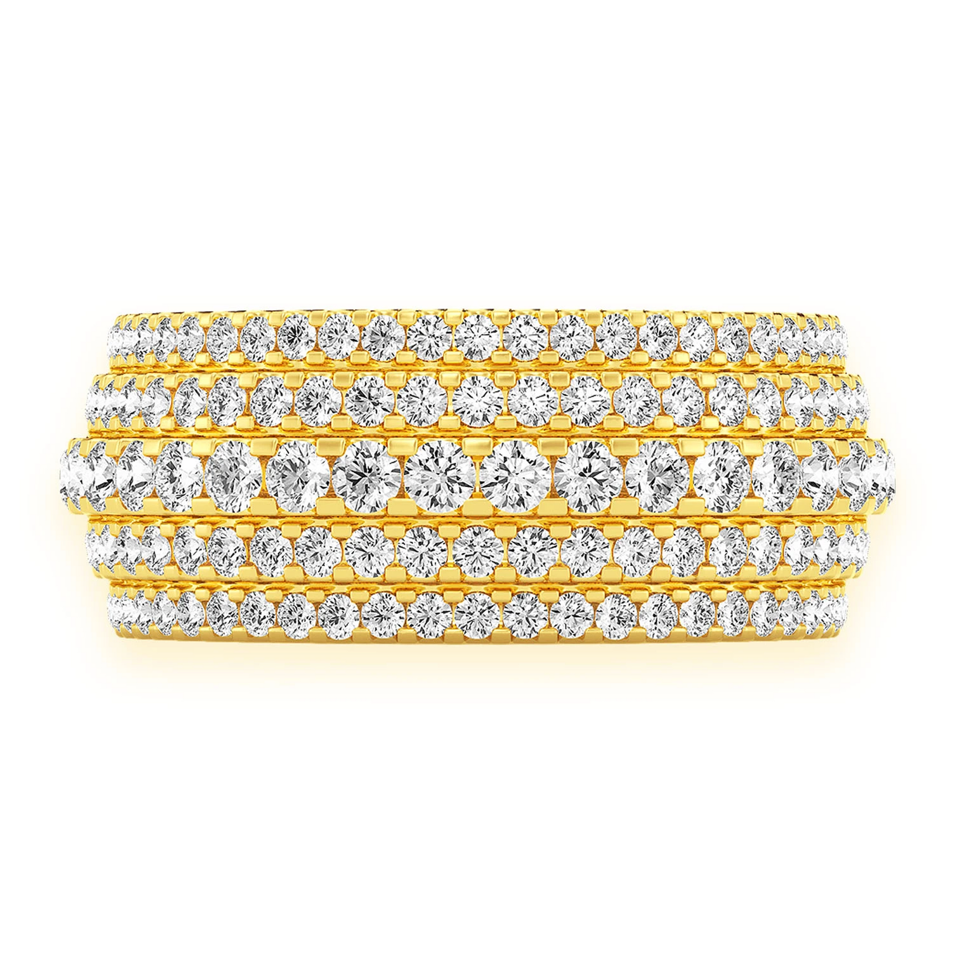Multi Row Tier Band Ring in 14K yellow gold, front view