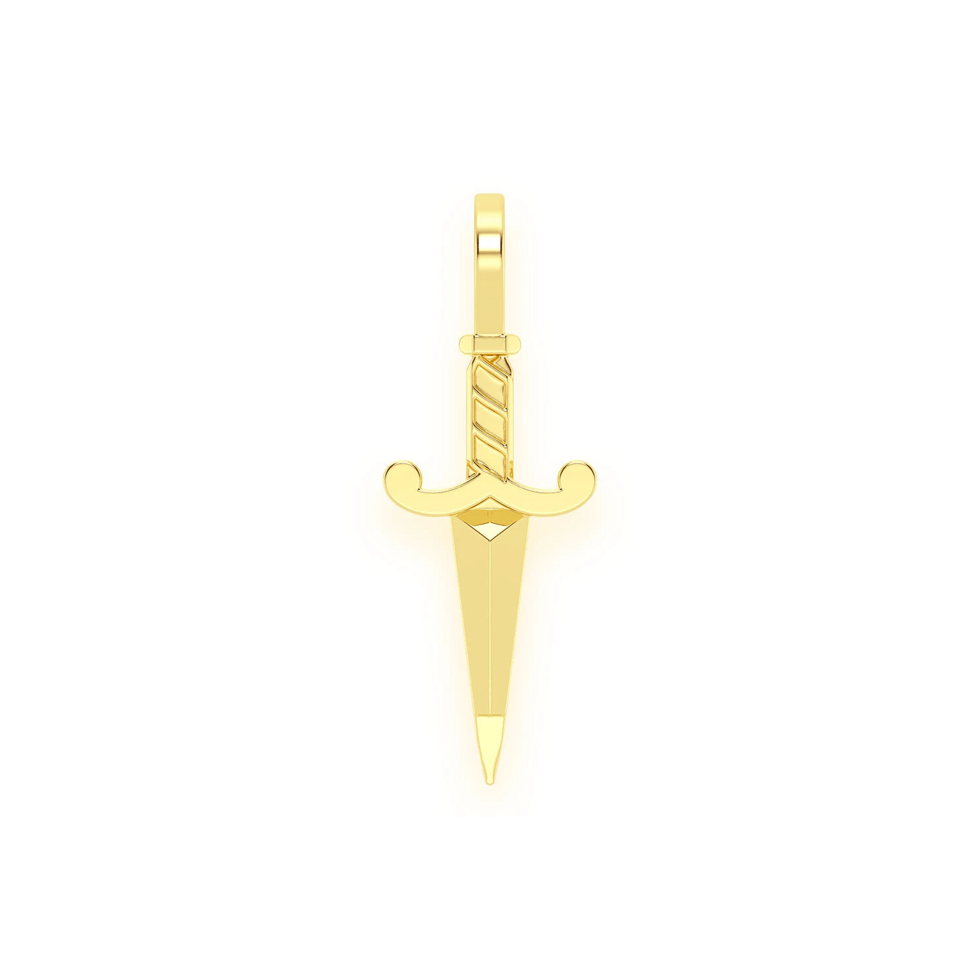 Dagger Pendant in 14K yellow gold, Pure | Solid Gold, front view