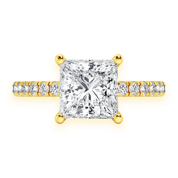 Princess Cut One Row Under Halo Ring