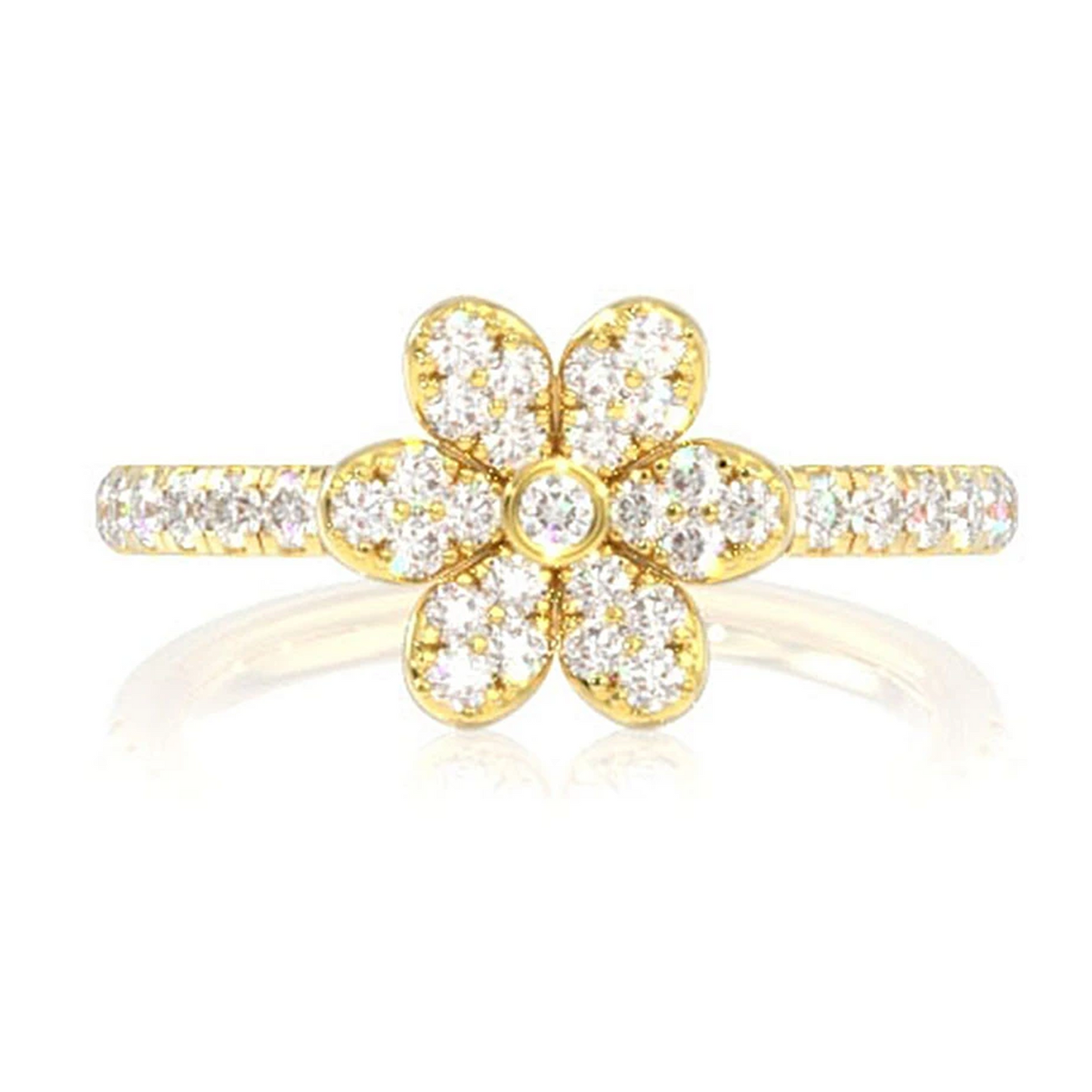 Diamond Petal Ring in 14K yellow gold, front view