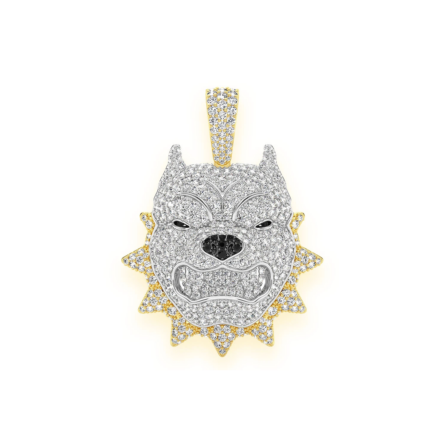Pitbull Diamond Pendant in 14K yellow gold, Statement | 3.00ctw, front view
