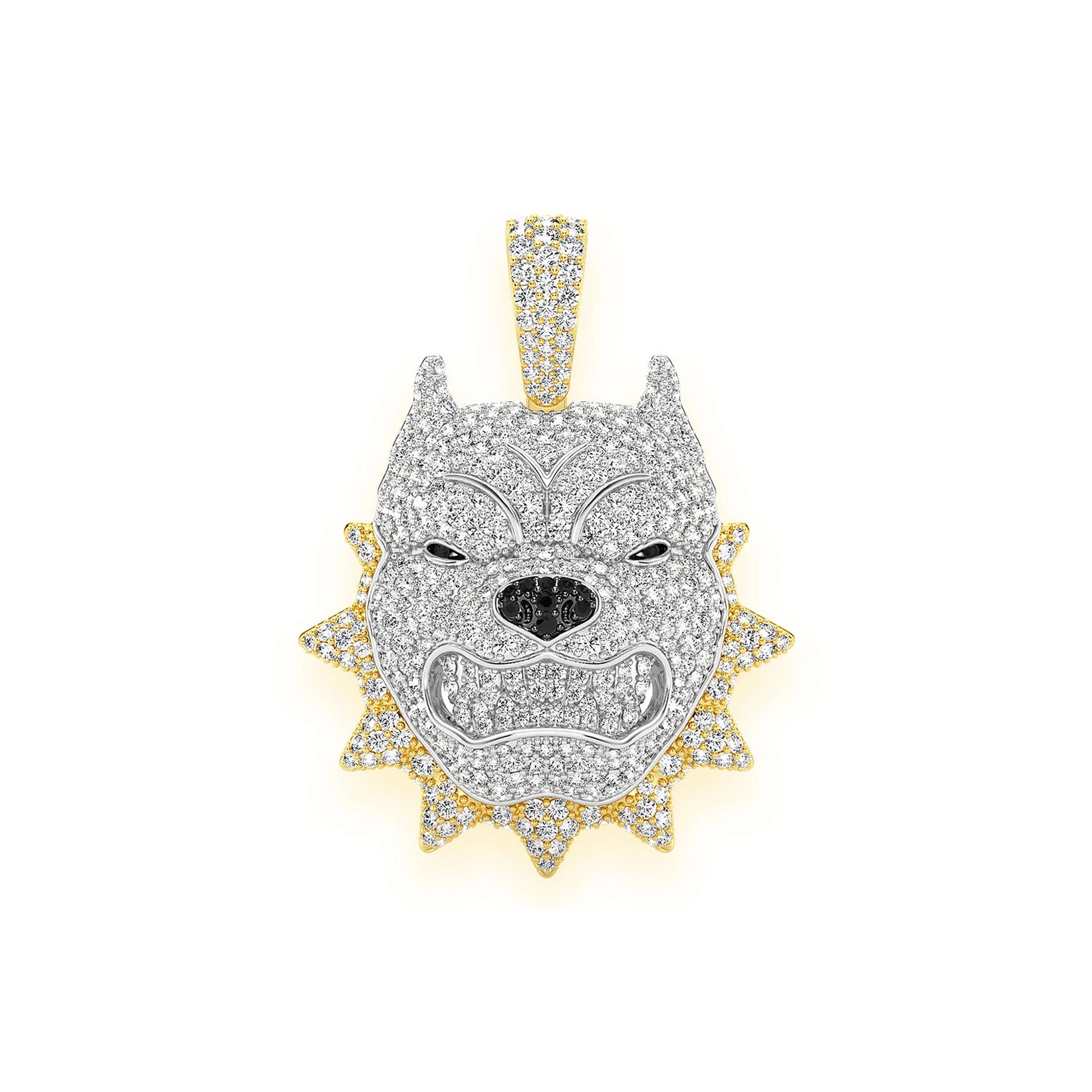 Pitbull Diamond Pendant in 14K yellow gold, Statement | 3.00ctw, front view