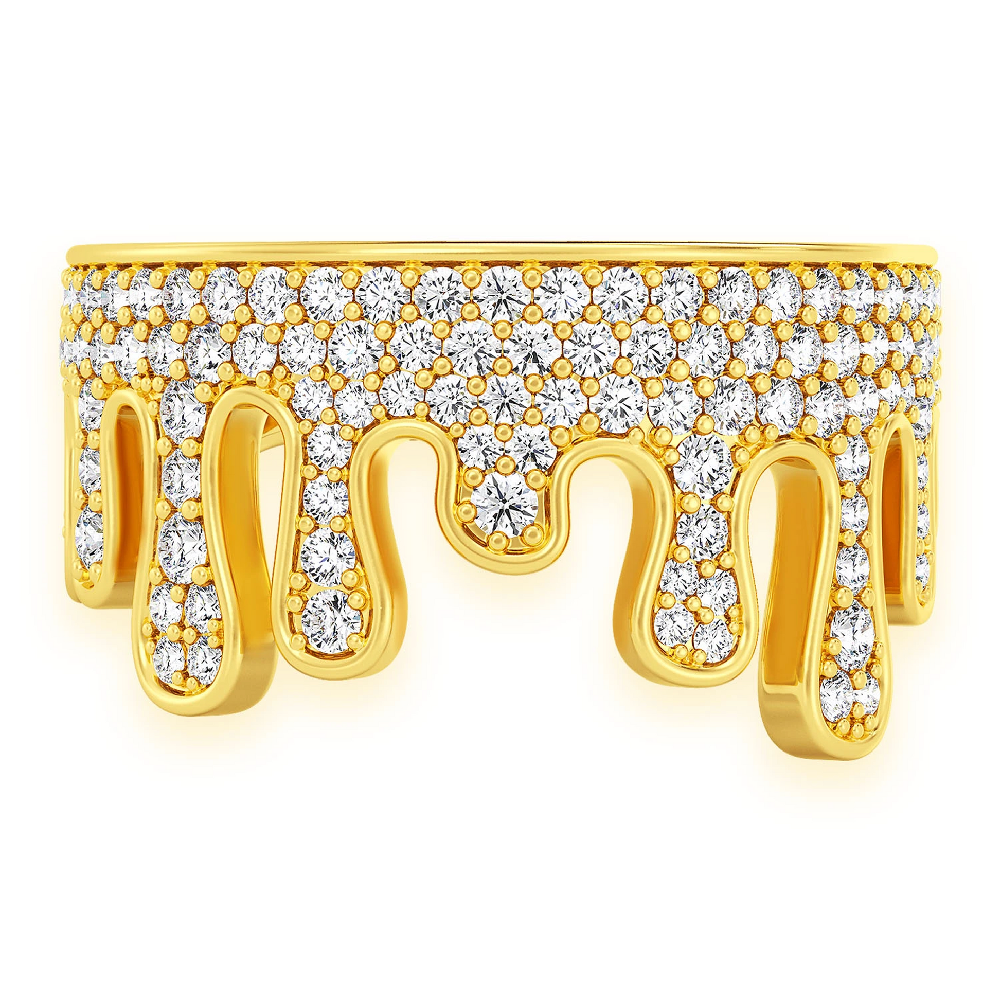 Diamond Drip Ring in 14K yellow gold, 1.40ctw, front view