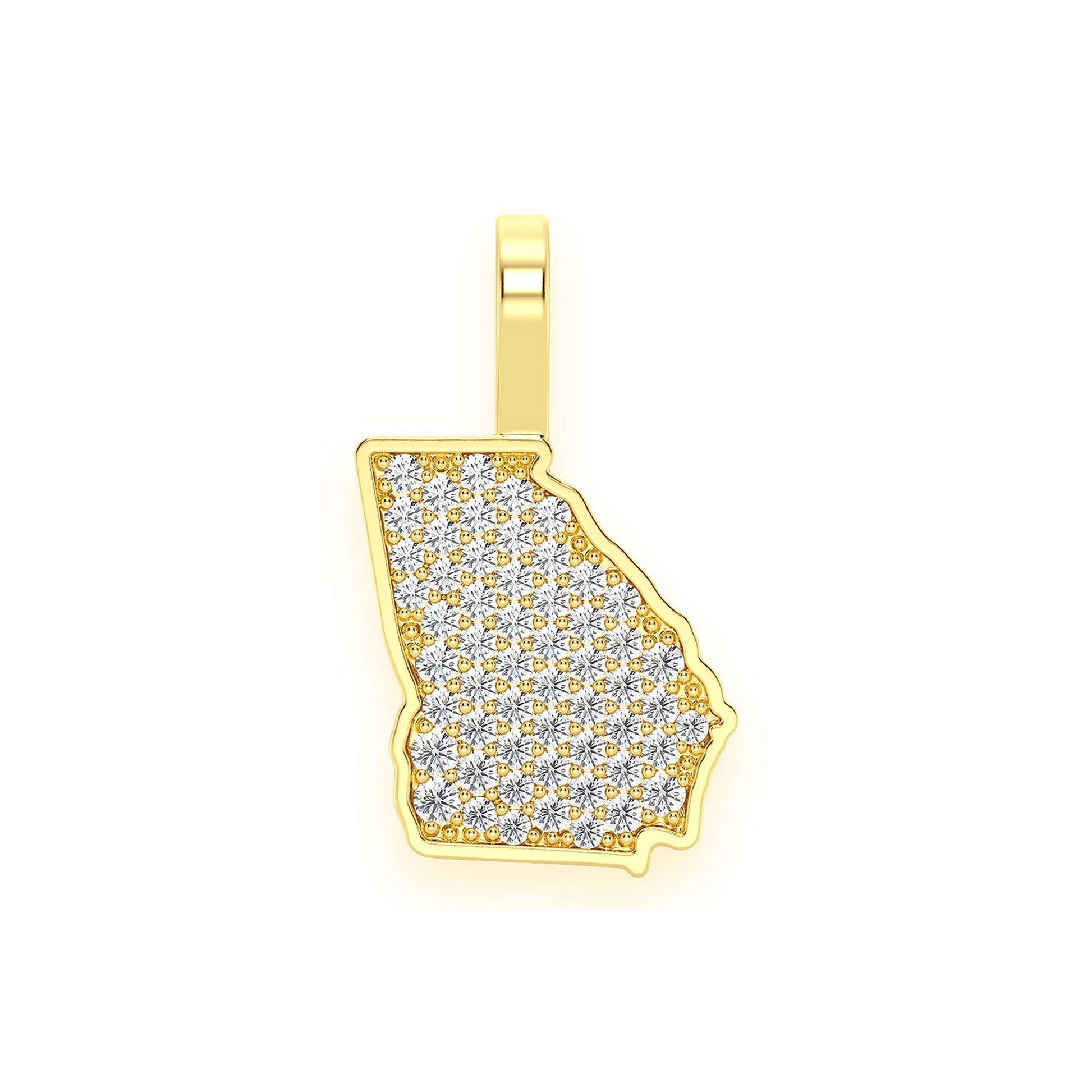 US State Diamond Pendant in 14K yellow gold, Georgia design, front view