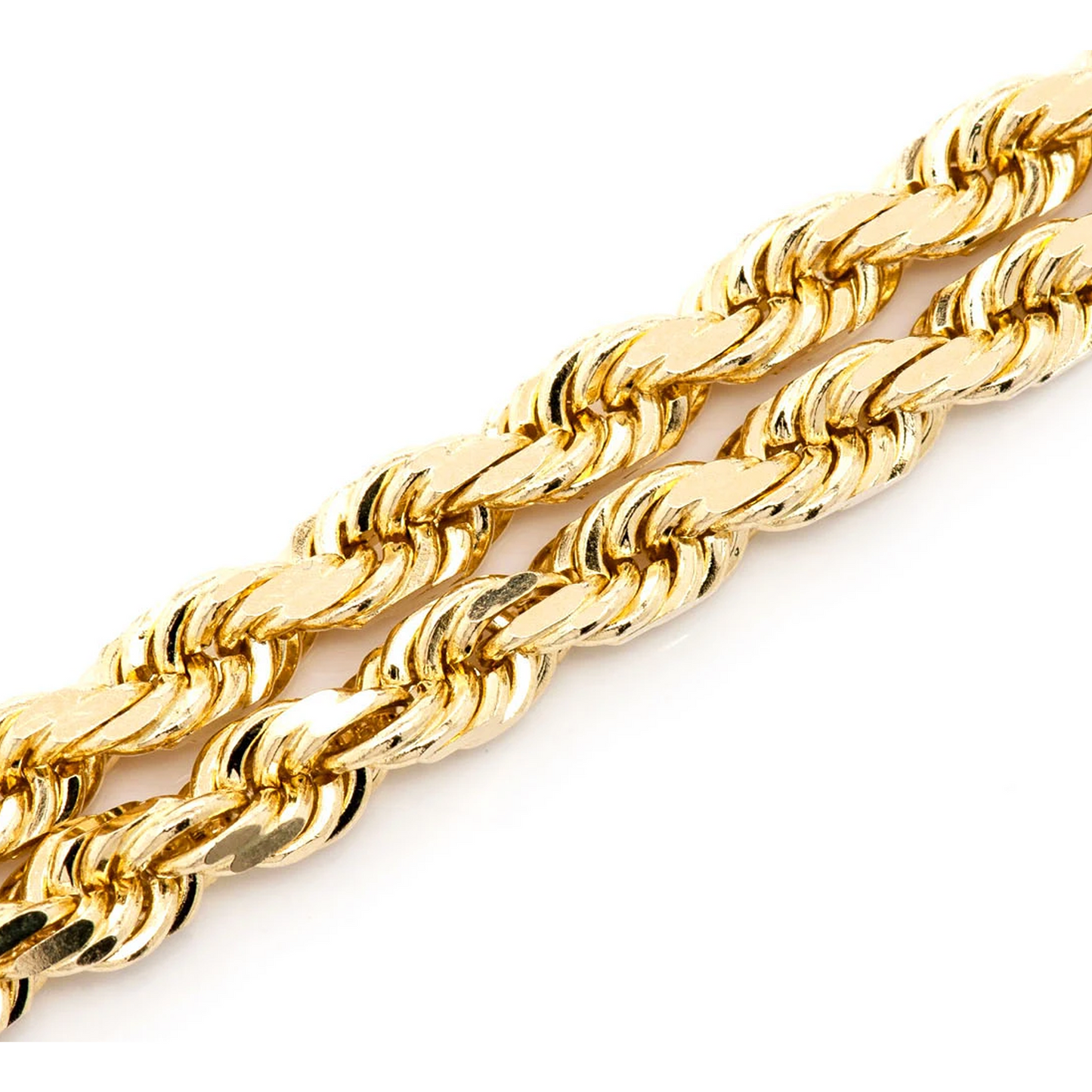 Rope Gold Chain in 14K yellow gold, 4.5mm width, angled view