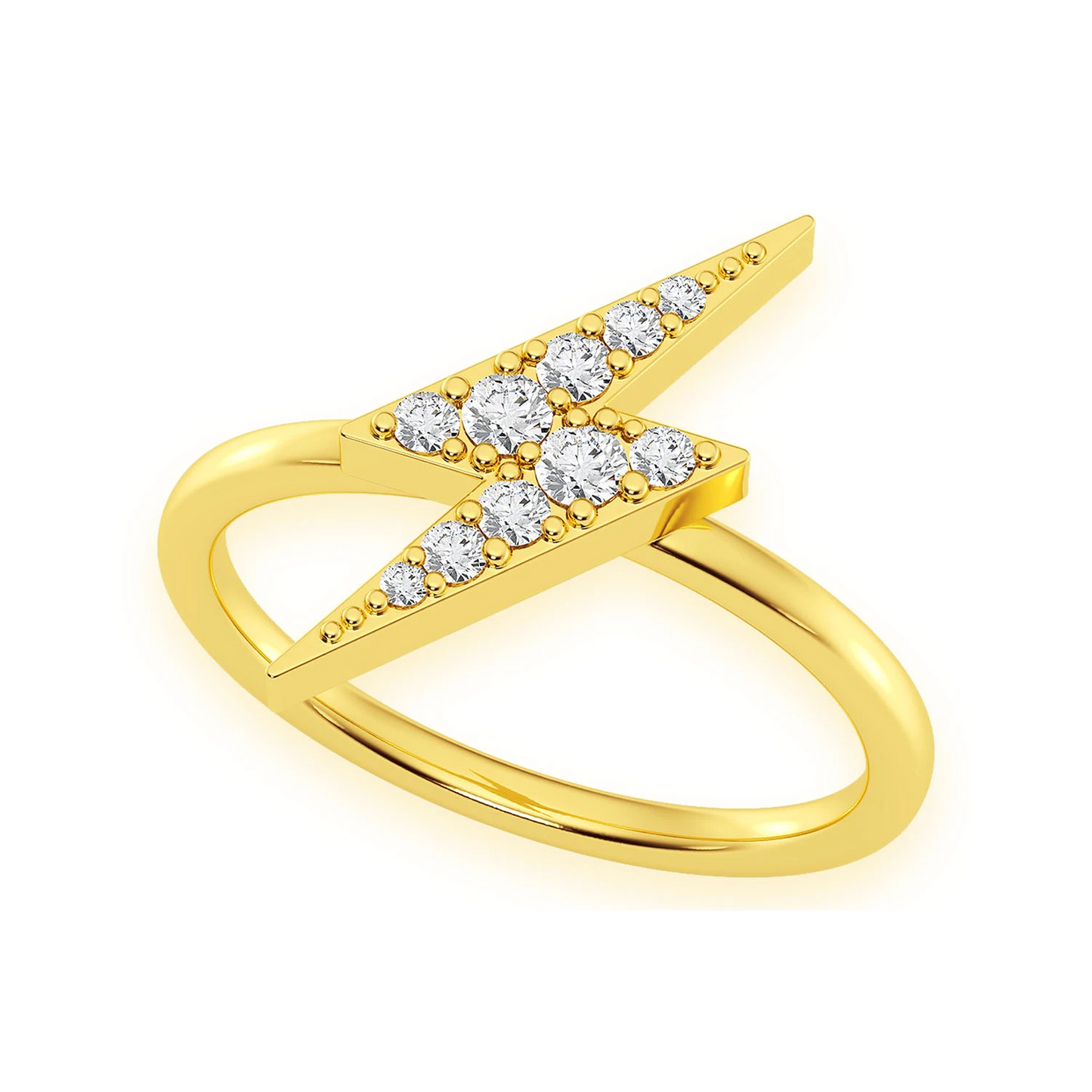 Lightning Bolt Diamond Ring in 14K yellow gold, angled view