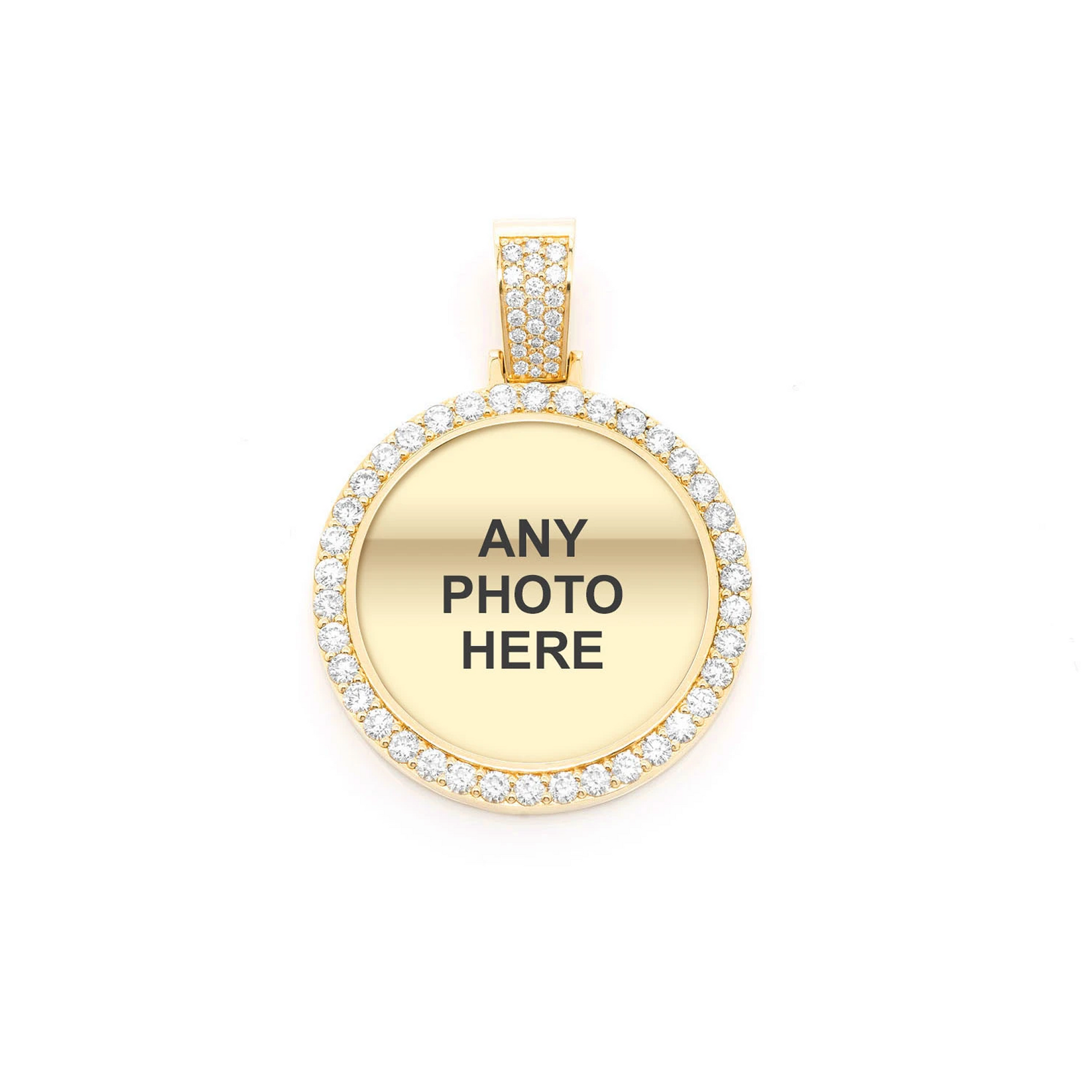 Picture Memory Diamond Pendant in 14K yellow gold, 3.50ctw, front view