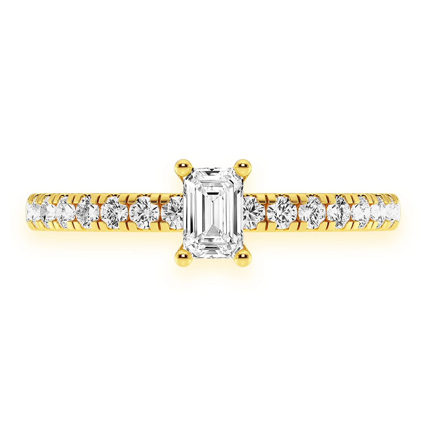 0.25ct Emerald Cut Diamond Engagement Ring in 14K yellow gold, front view