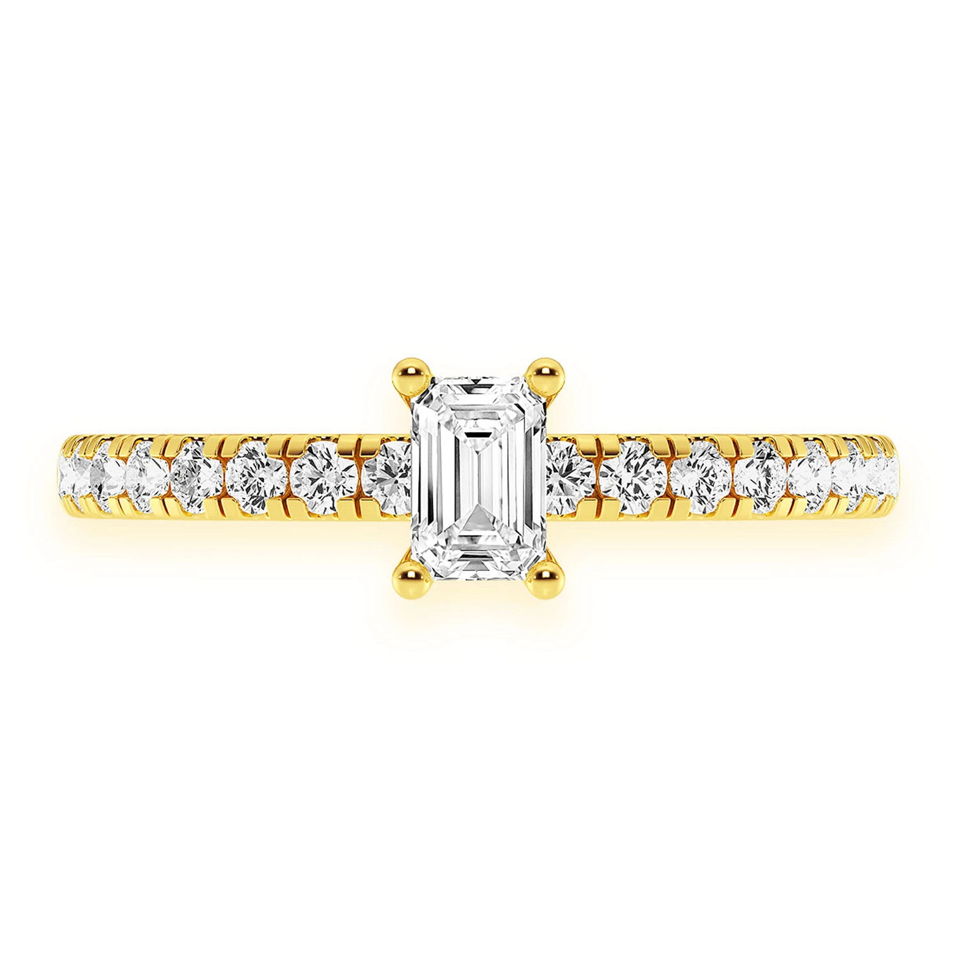 0.25ct Emerald Cut Diamond Engagement Ring in 14K yellow gold, front view