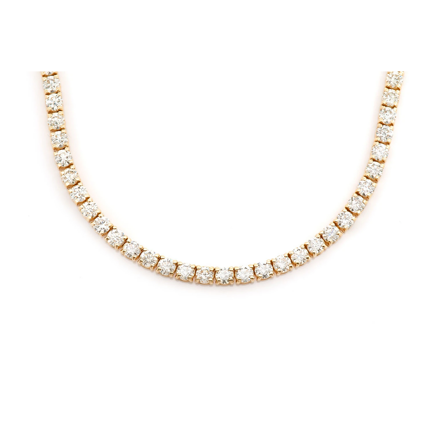 Prong Diamond Tennis Necklace in 14K yellow gold, 15pt / 22.00ctw, front view