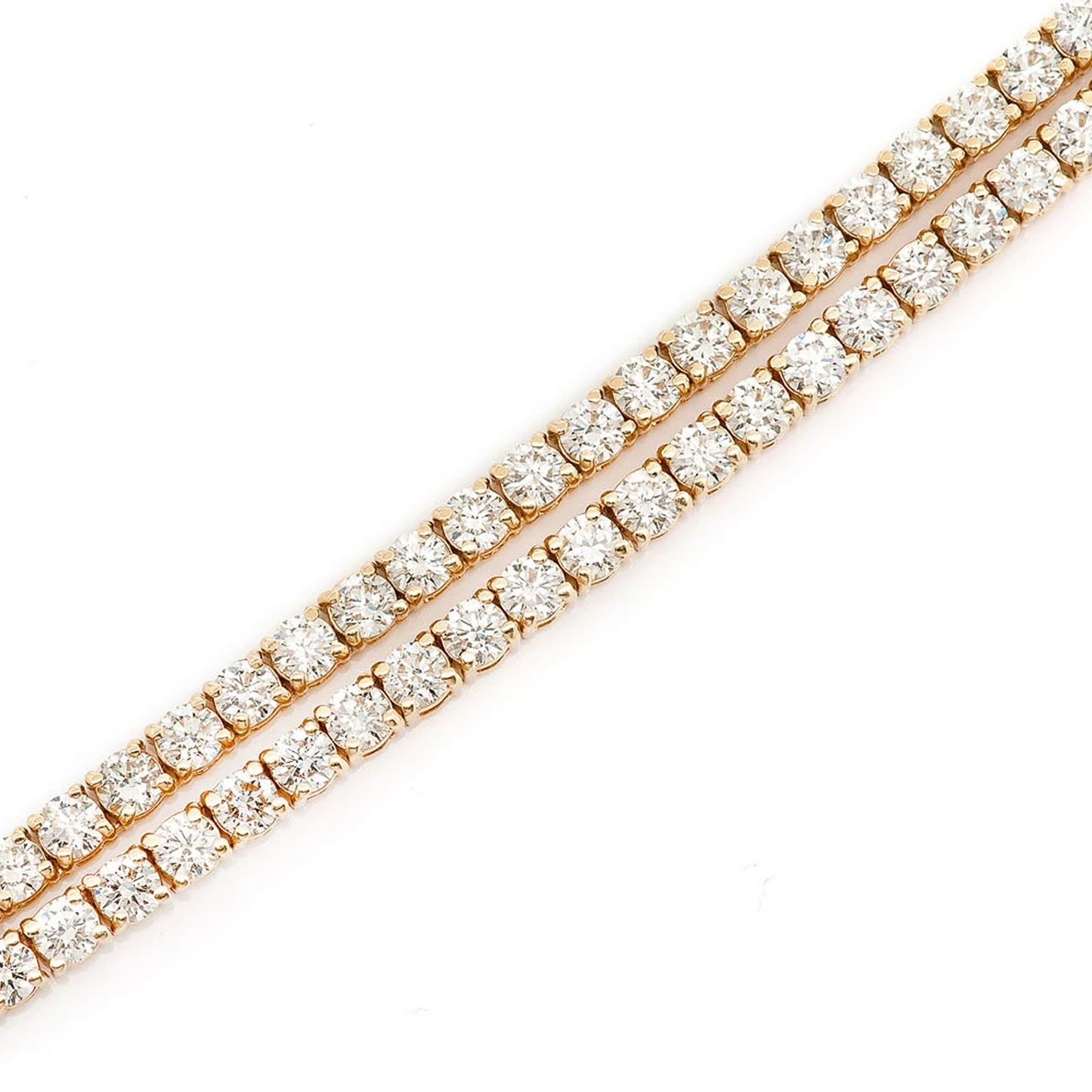 Prong Diamond Tennis Necklace in 14K yellow gold, 15pt / 22.00ctw, angled view