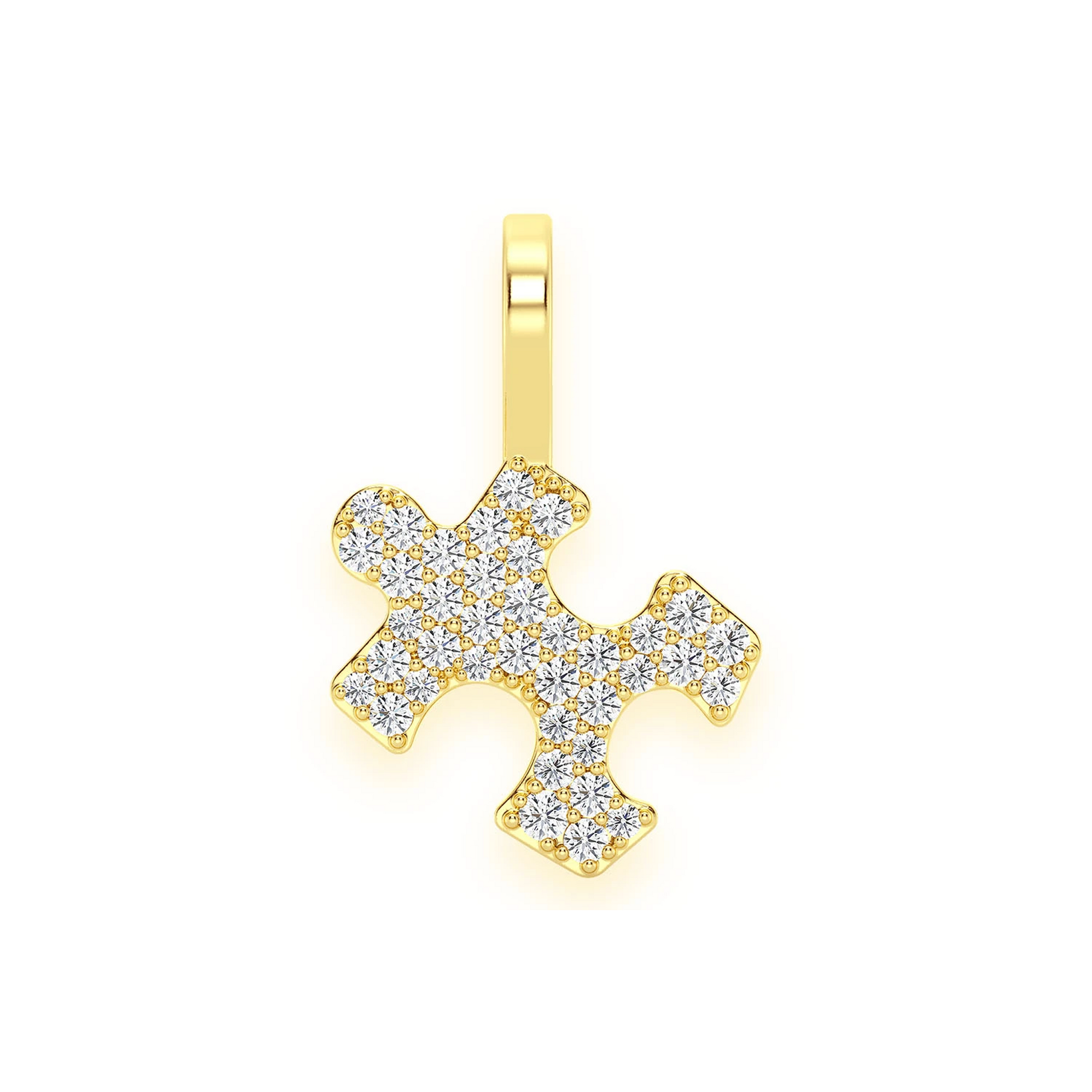 Puzzle Diamond Pendant in 14K yellow gold, front view