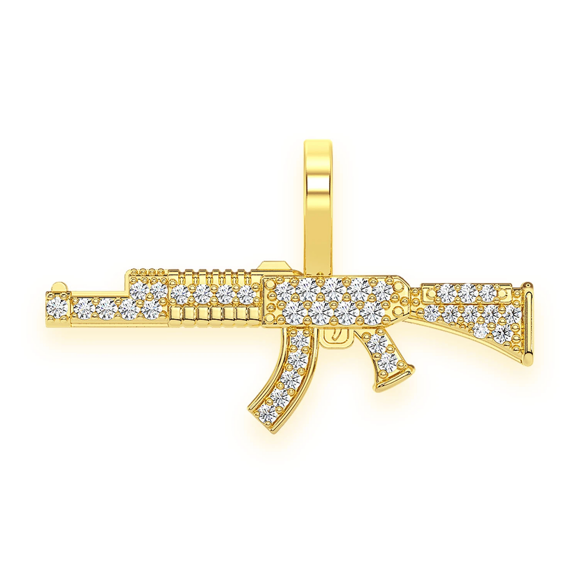 AK47 Draco Diamond Pendant in 14K yellow gold, 0.15ctw, front view