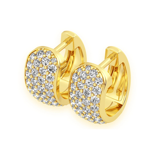 Wide Diamond Huggie Hoop Earrings