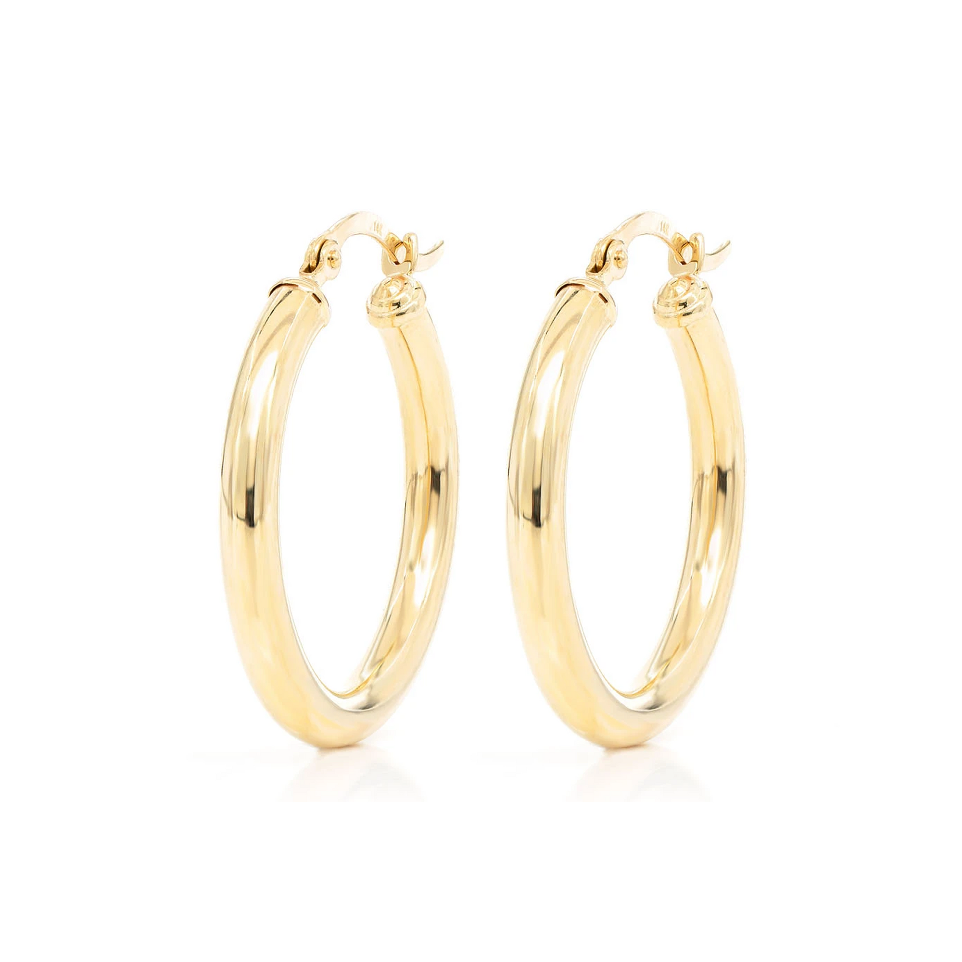 3mm Gold Hoop Earrings in 14K yellow gold, Small, front view