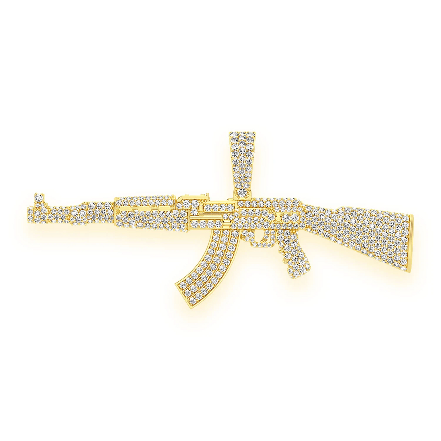 AK47 Draco Diamond Pendant in 14K yellow gold, 3.25ctw, front view