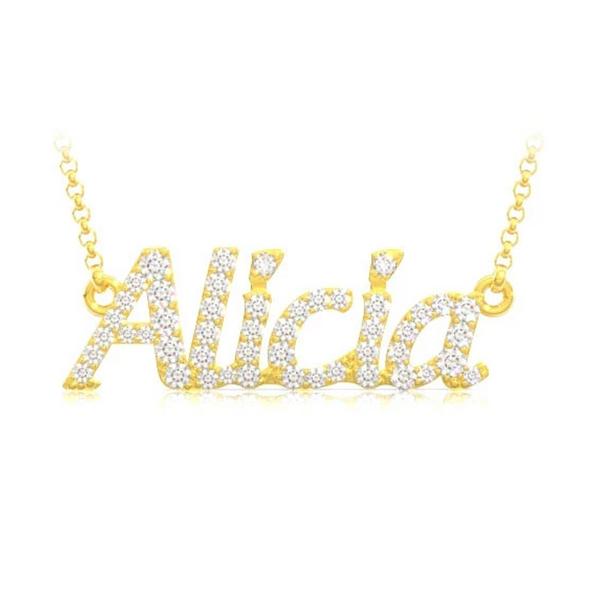 Custom Script Diamond Name Necklace