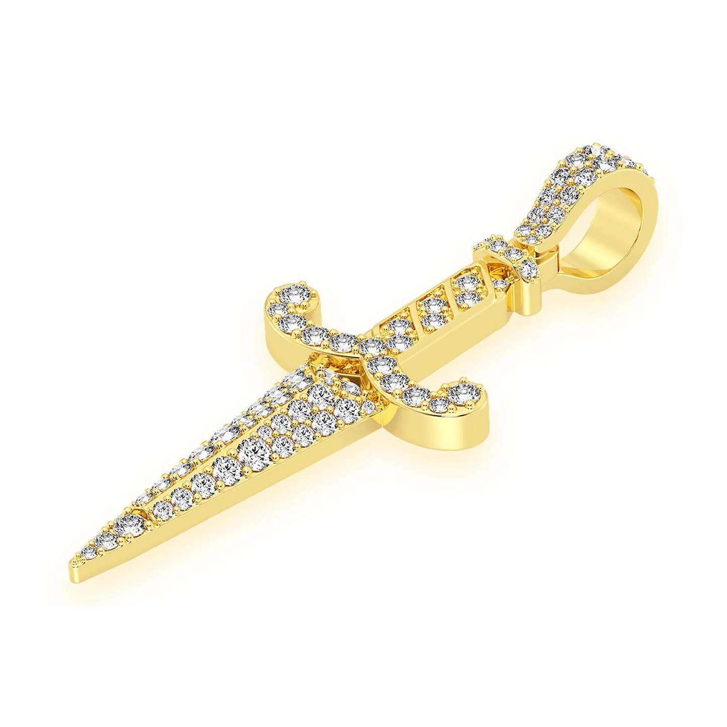 Dagger Pendant in 14K yellow gold, Statement | 1.50ctw, detail view