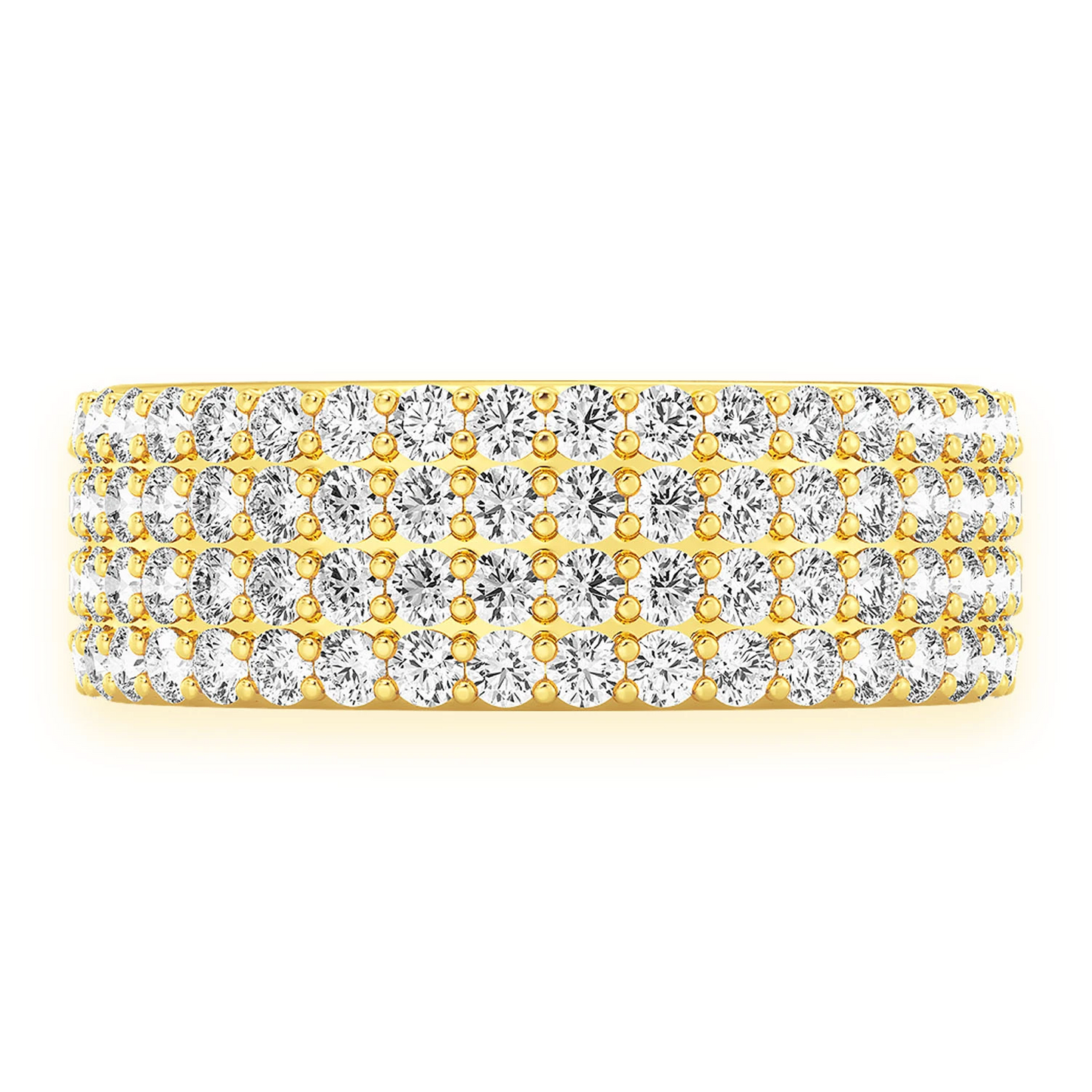 Four Row Band Ring in 14K yellow gold, front view