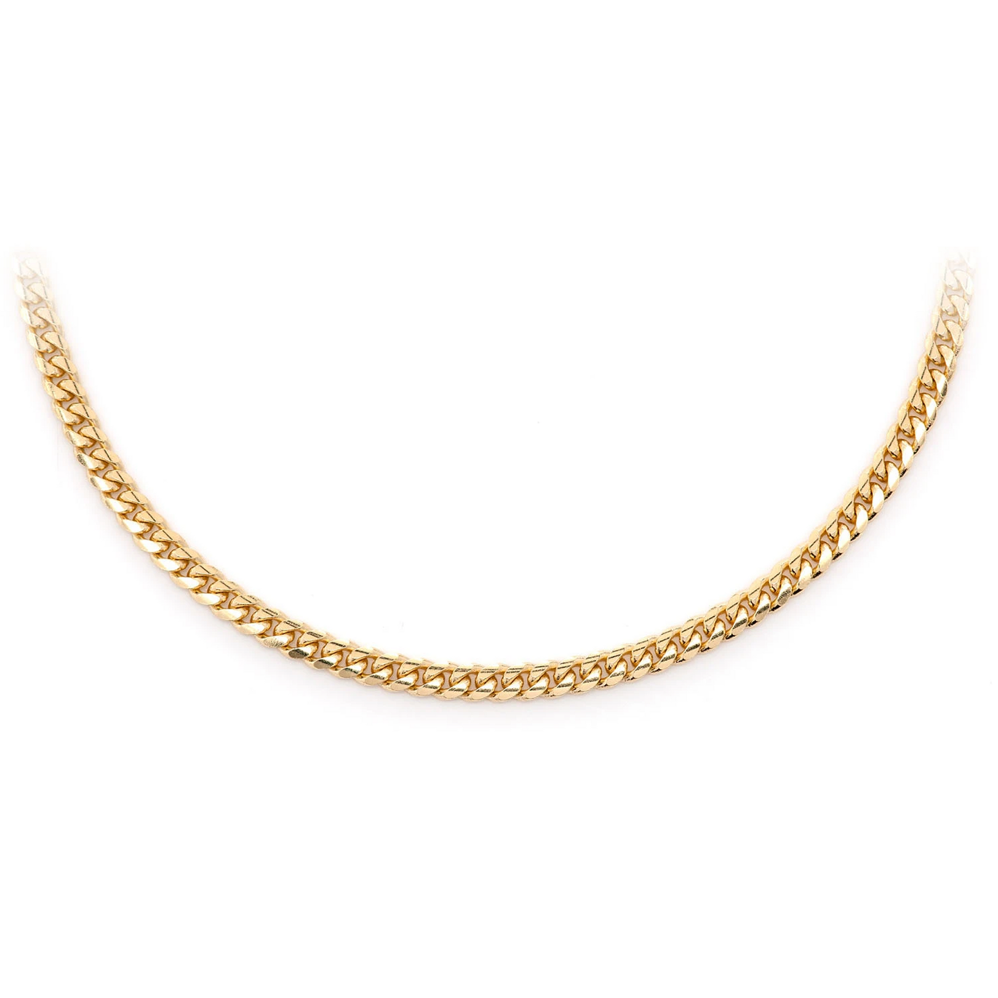Miami Cuban Gold Chain in 14K yellow gold, 2.5mm width, front view
