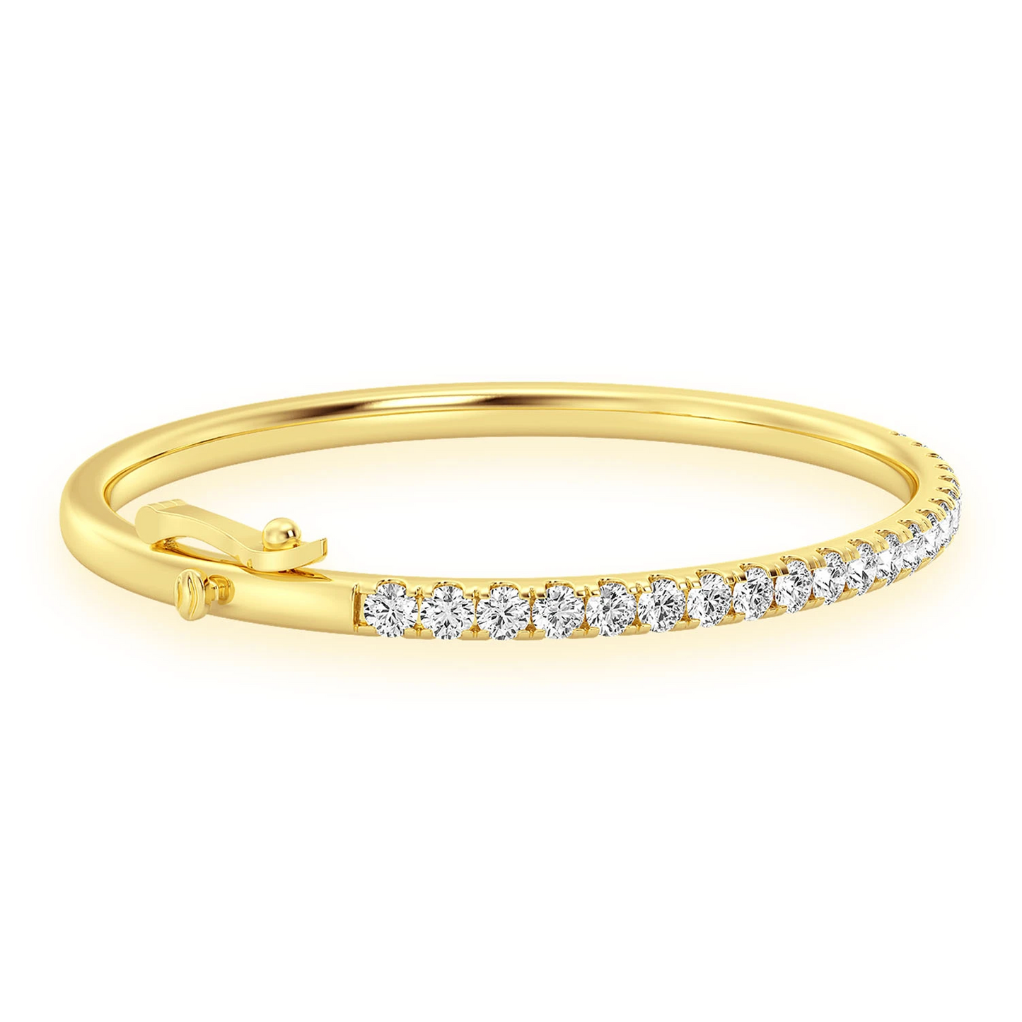 Scallop Diamond Bangle in 14K yellow gold, 10pt / 2.15ctw, angled view