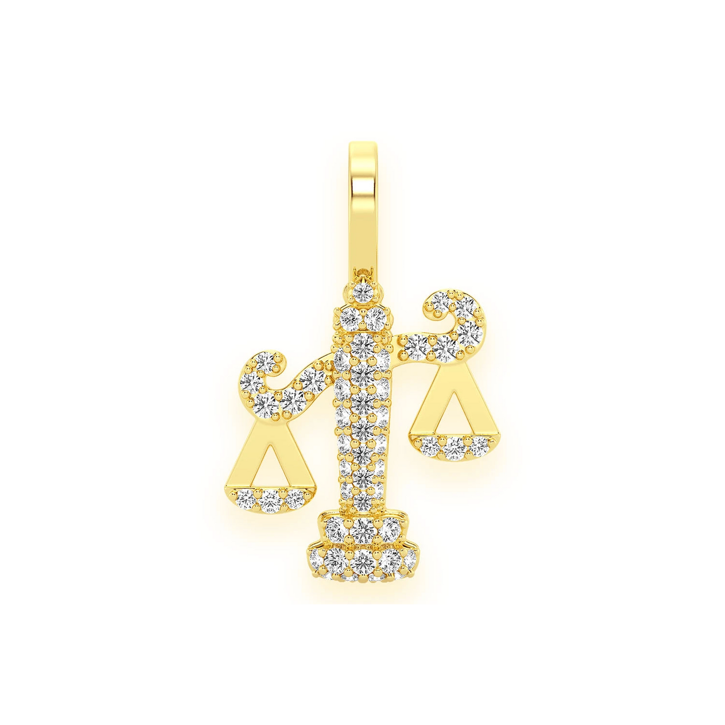 Scales of Justice Diamond Pendant in 14K yellow gold, front view