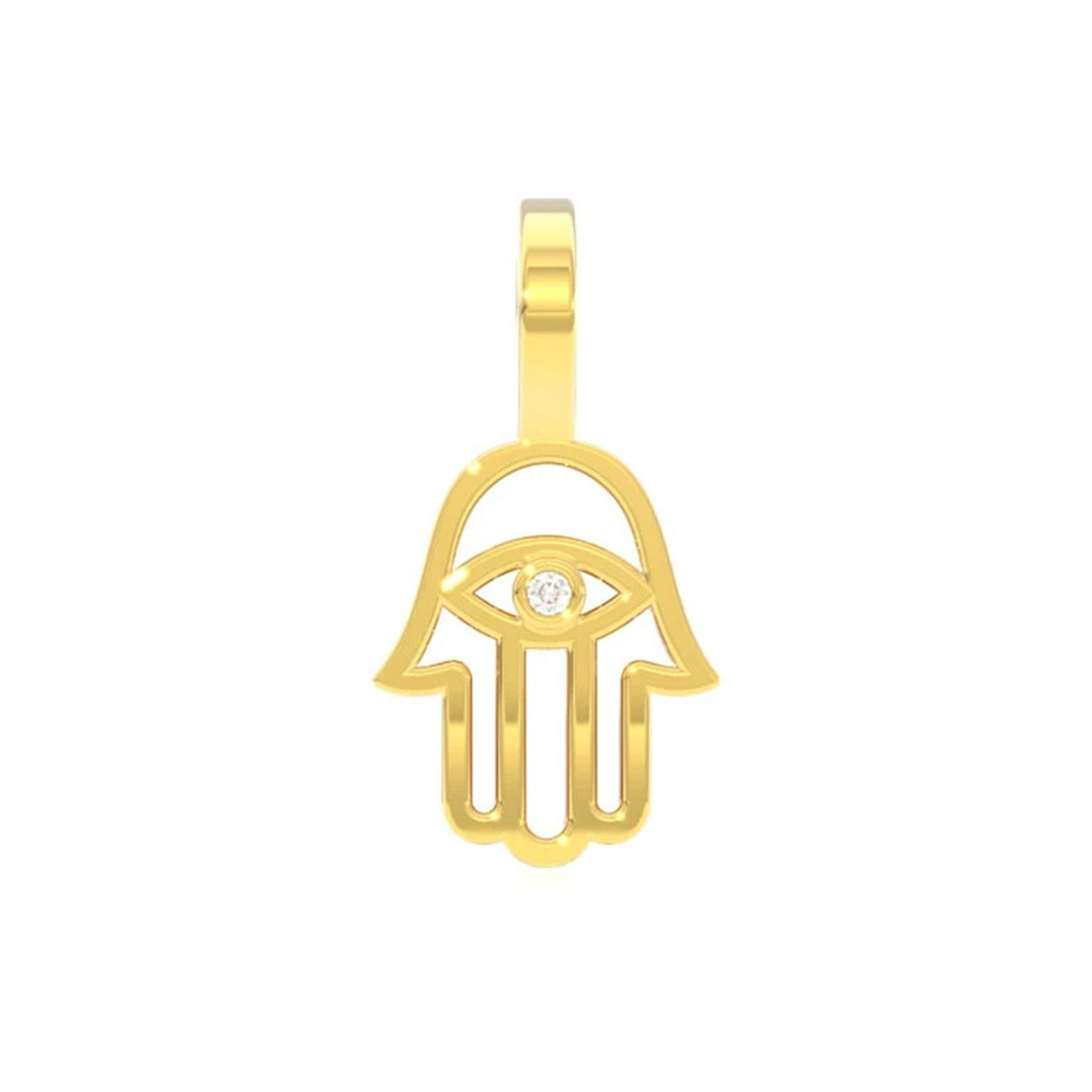 Open Hamsa Pendant in 14K yellow gold, front view