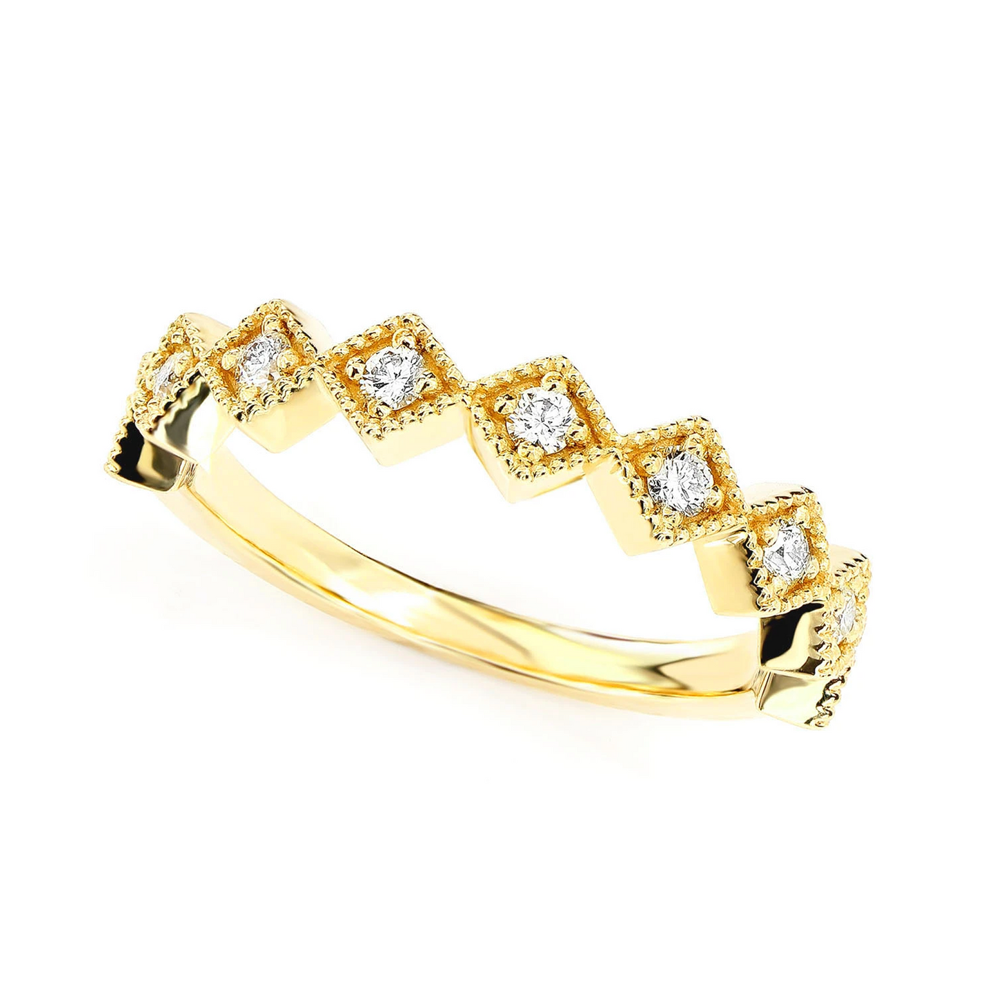 Slim Diamond Stackable Ring in 14K rose gold, angled view