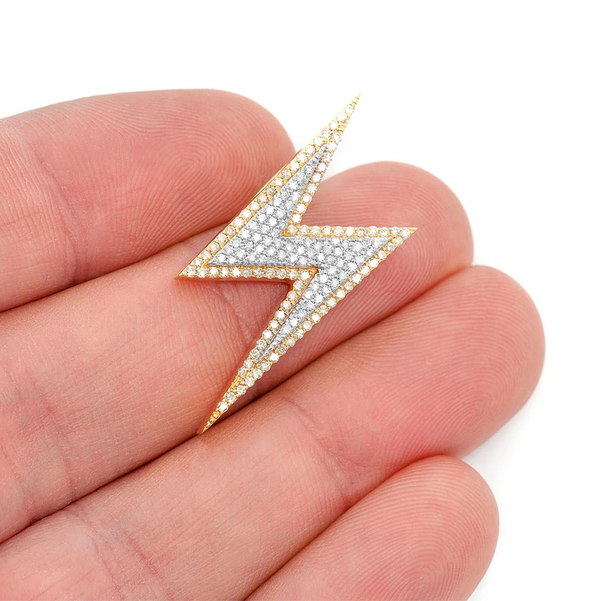 Hidden Bail Lightning Pendant in 14K yellow gold, Large | 0.65ctw, angled view