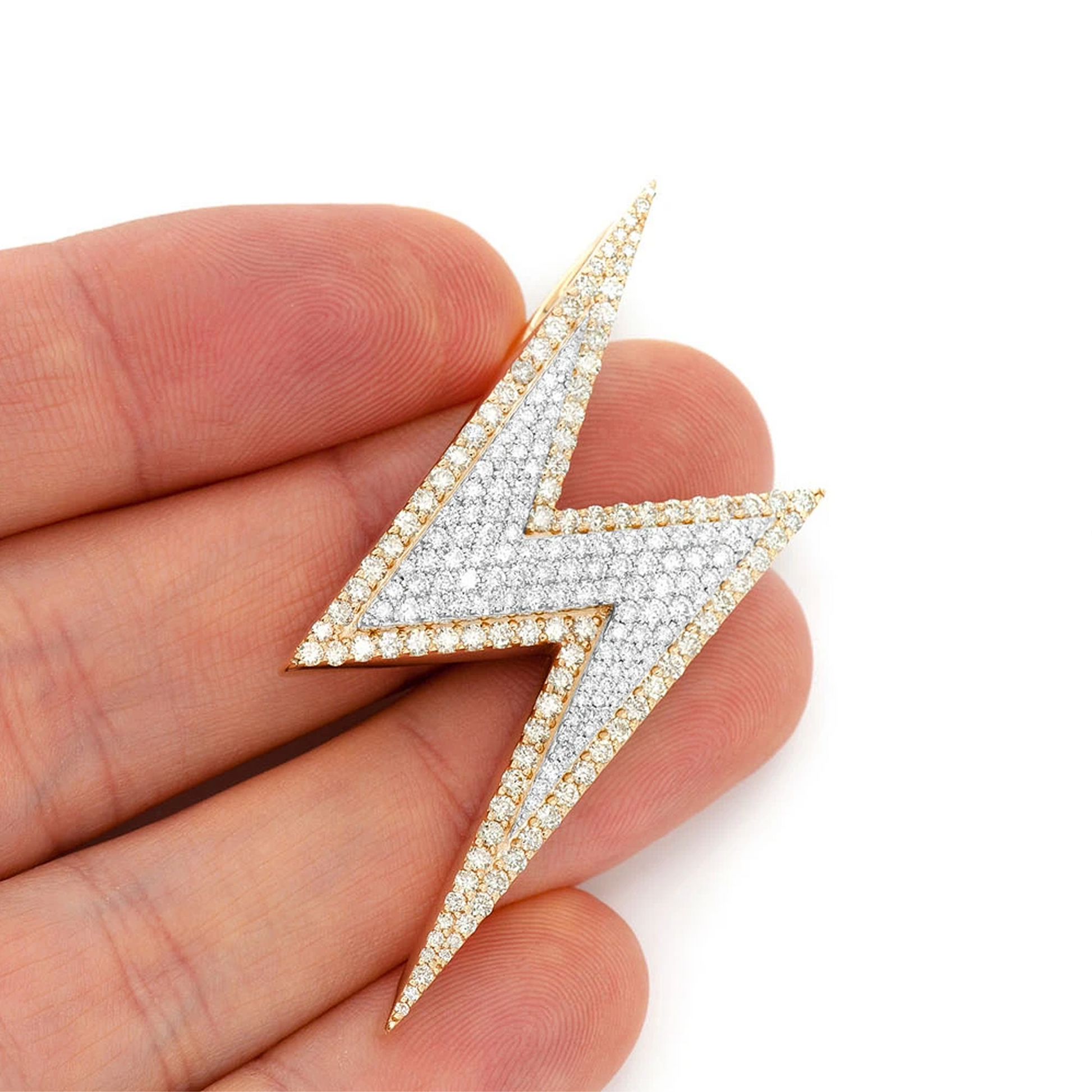 Hidden Bail Lightning Pendant in 14K yellow gold, Statement | 2.75ctw, alternate view