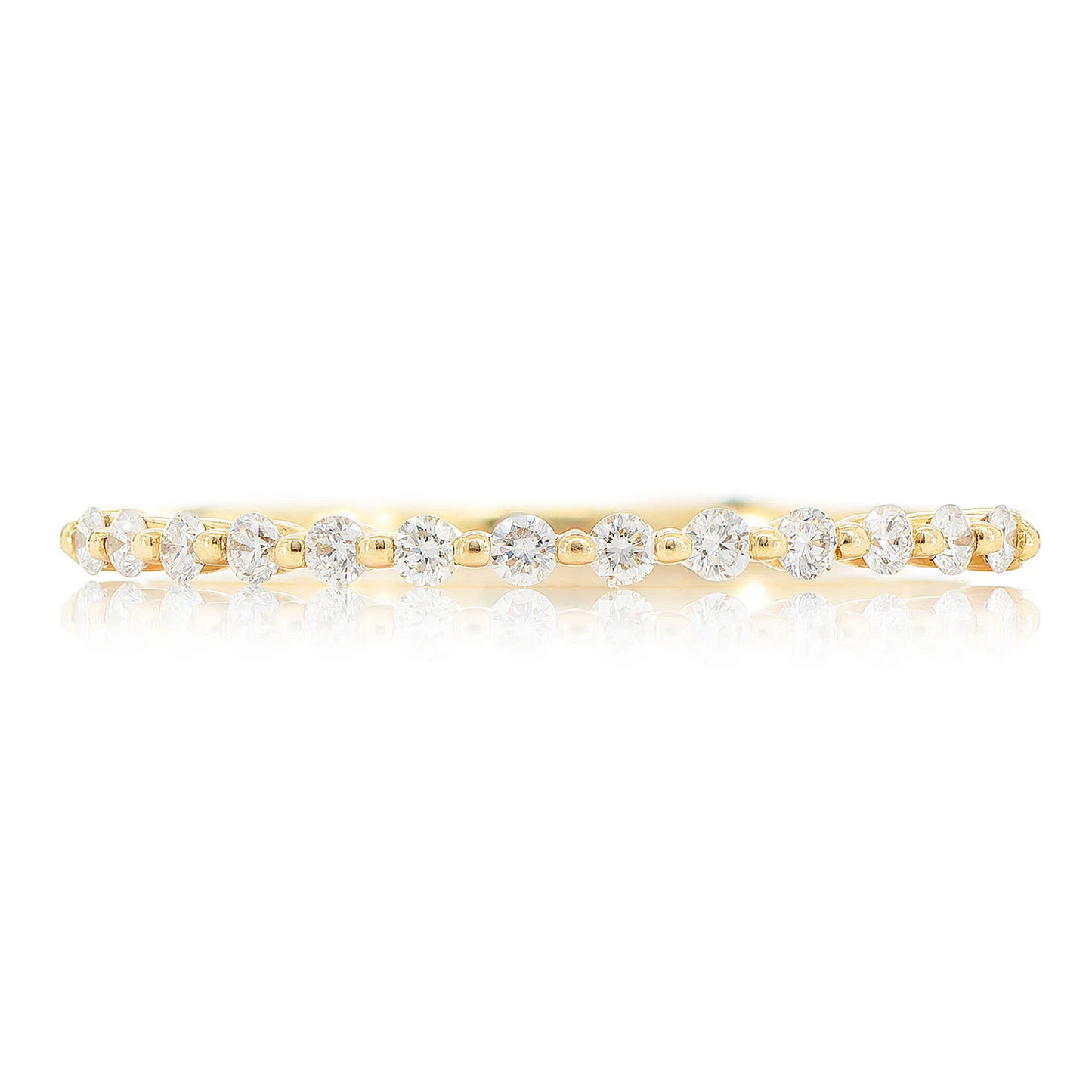 Pinched Diamond Ring in 14K yellow gold, front view