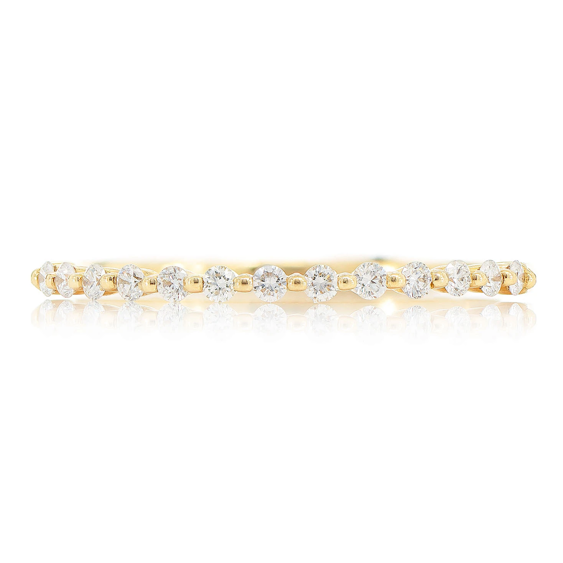 Pinched Diamond Ring in 14K yellow gold, front view