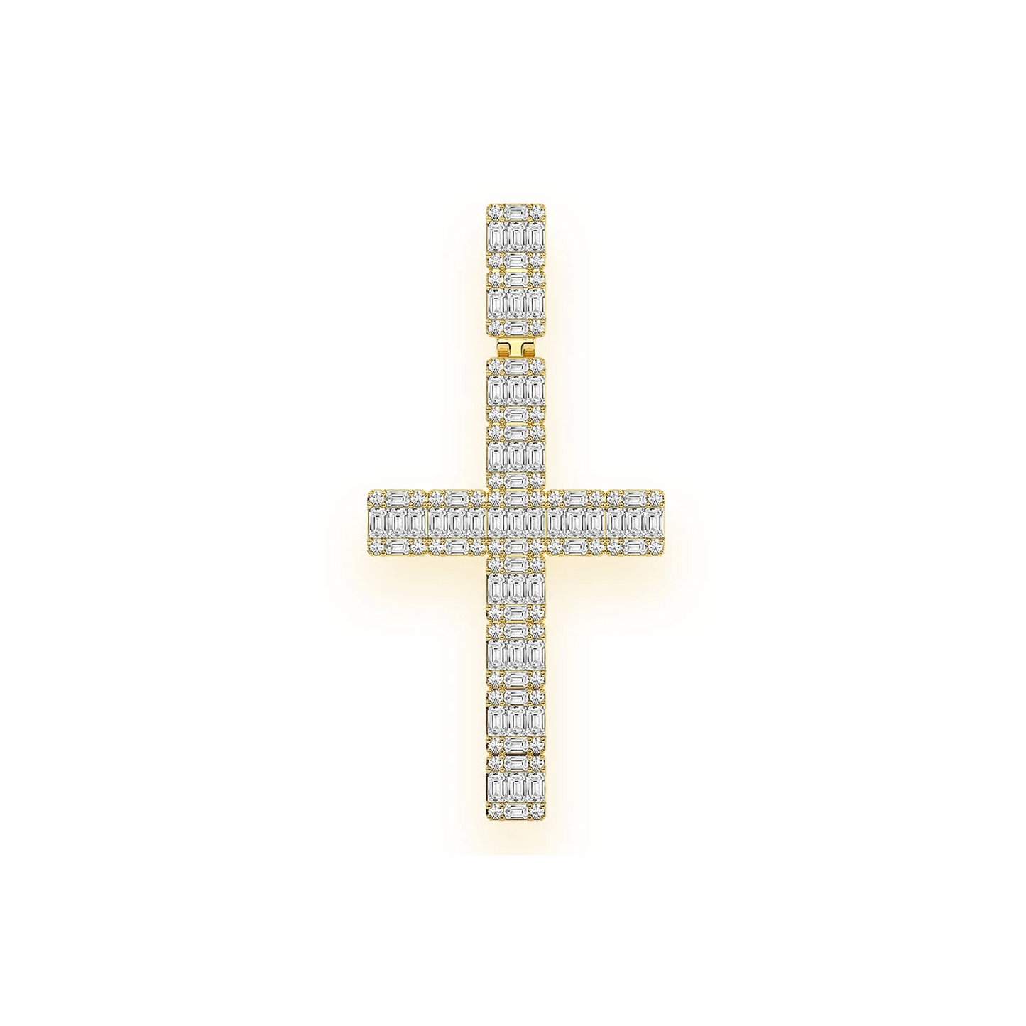 Royal Baguette Cross in 14K yellow gold, front view