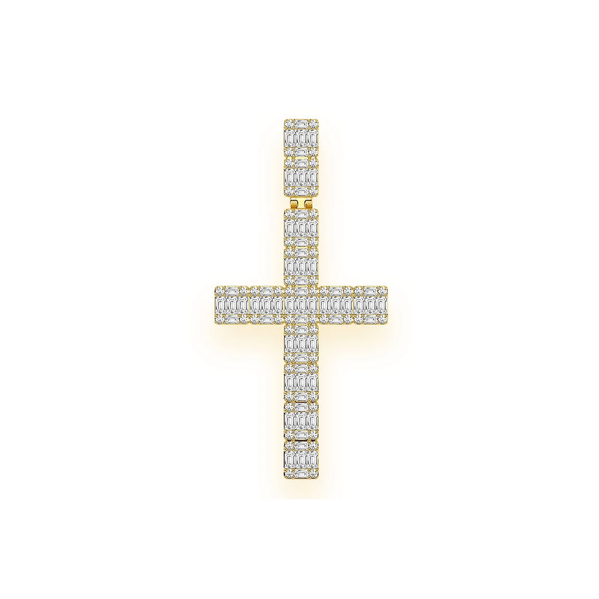 Royal Baguette Cross in 14K yellow gold, front view