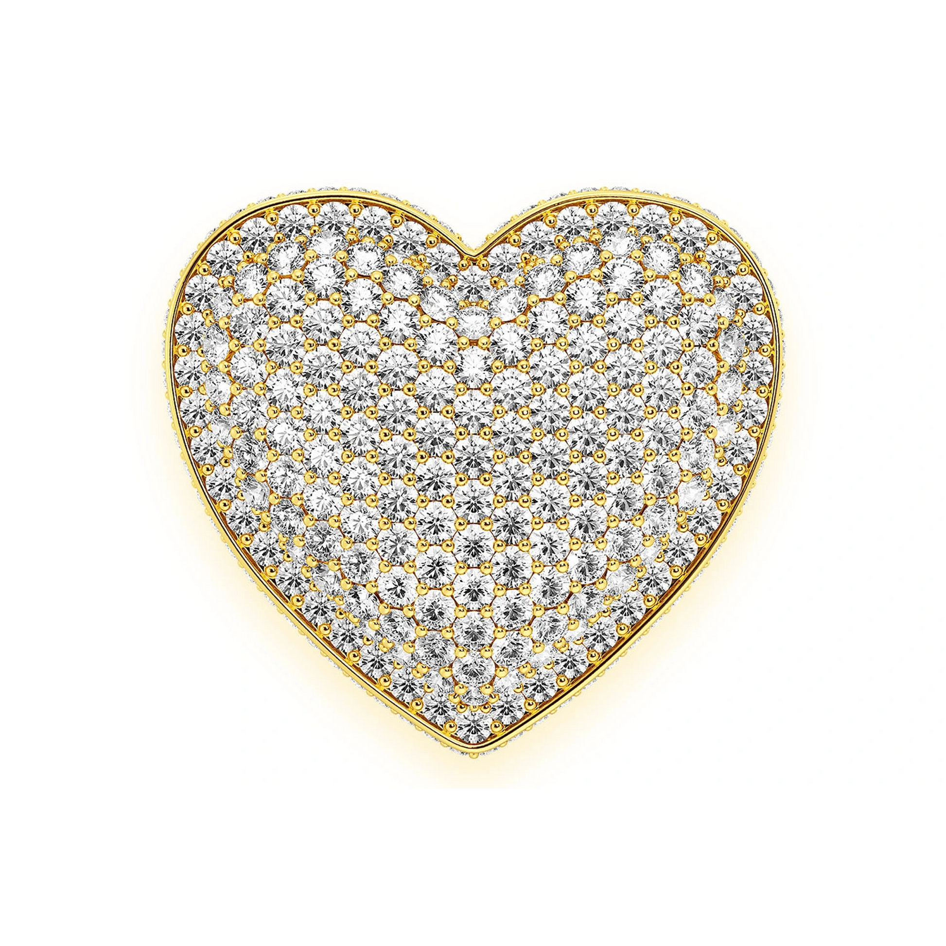 Deluxe Bubbly Heart Signet Ring in 14K yellow gold, front view