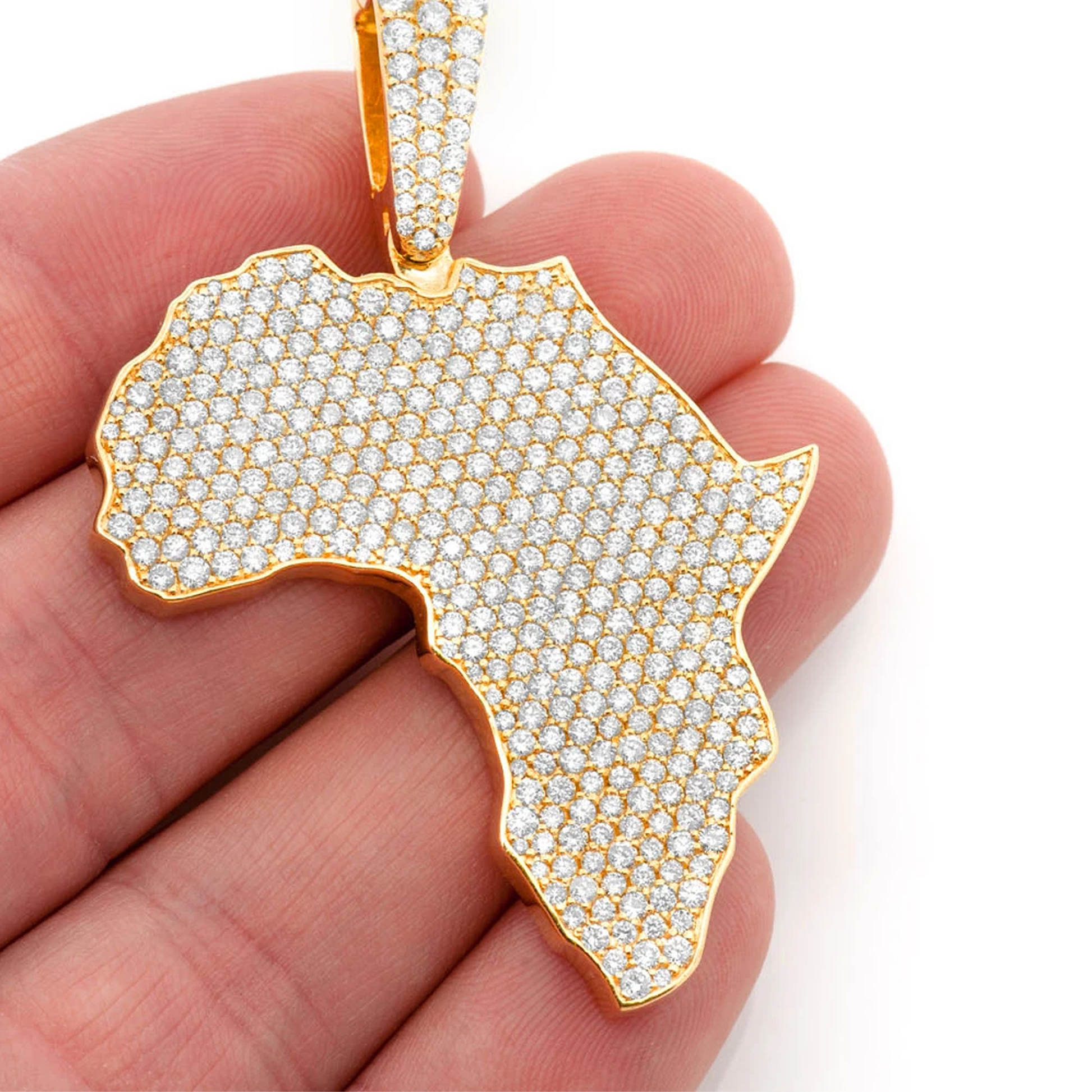 Africa Diamond Pendant in 14K yellow gold, Statement | 6.75ctw, angled view