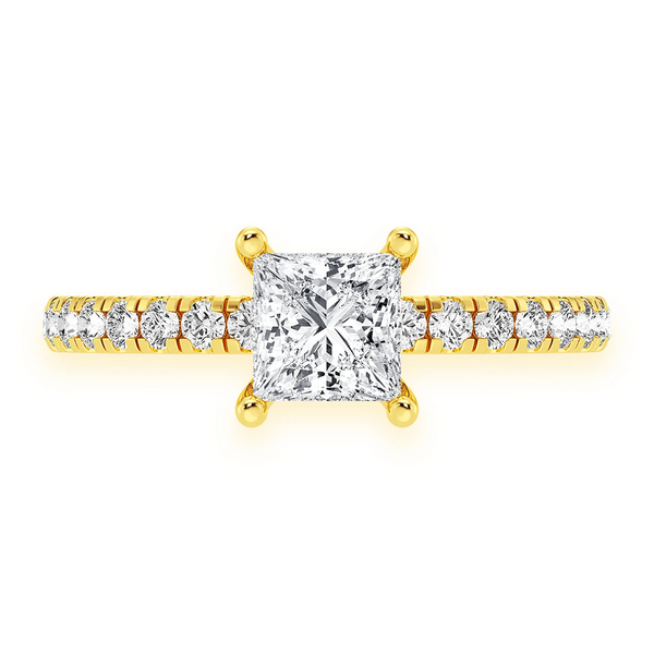 0.75ct Princess Cut Under Halo Diamond Engagement Ring