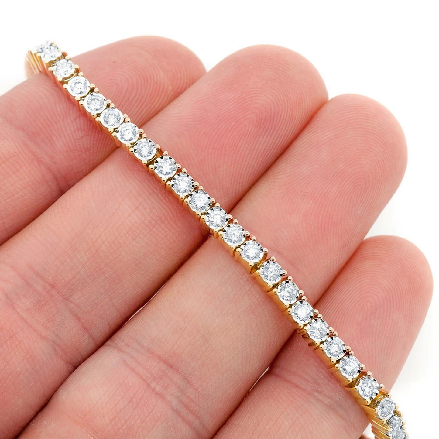 Miracle Diamond Tennis Bracelet in 14K yellow gold, 6pt / 2.75ctw, detail view