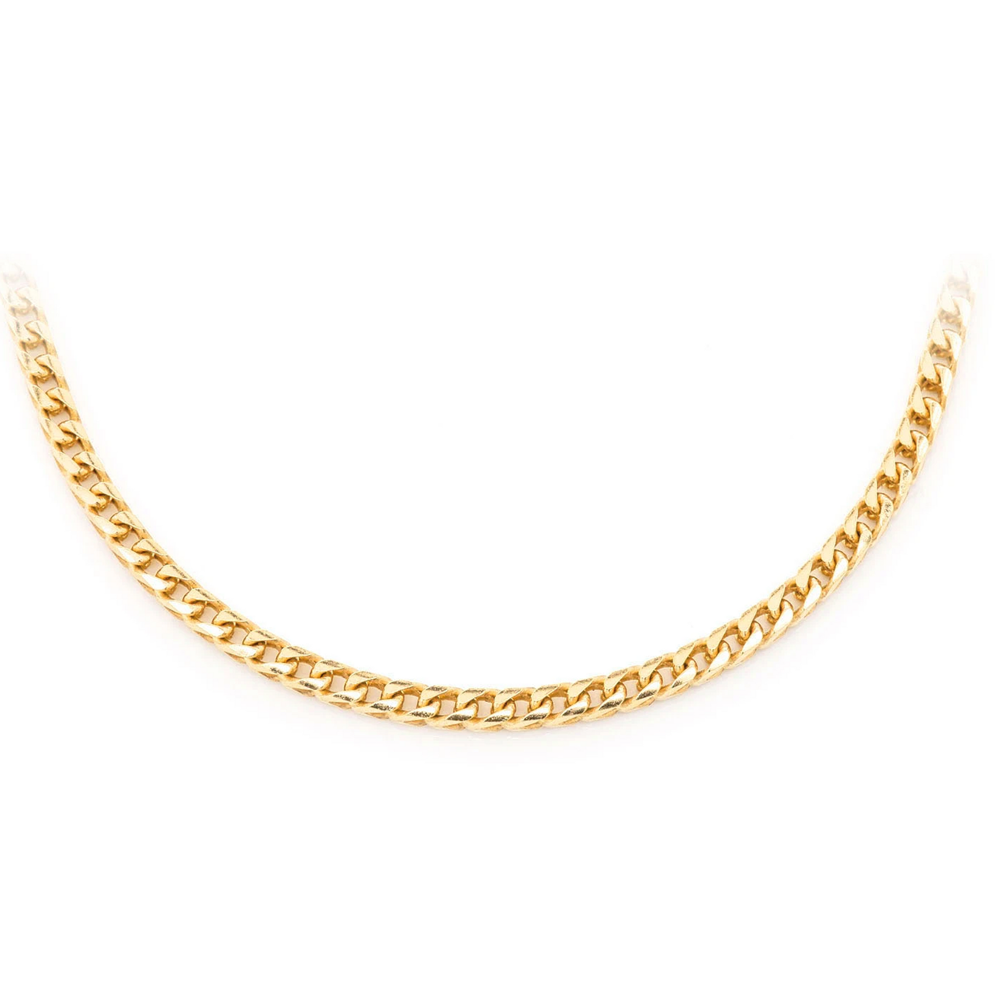 Franco Gold Chain in 14K yellow gold, 2mm width, front view