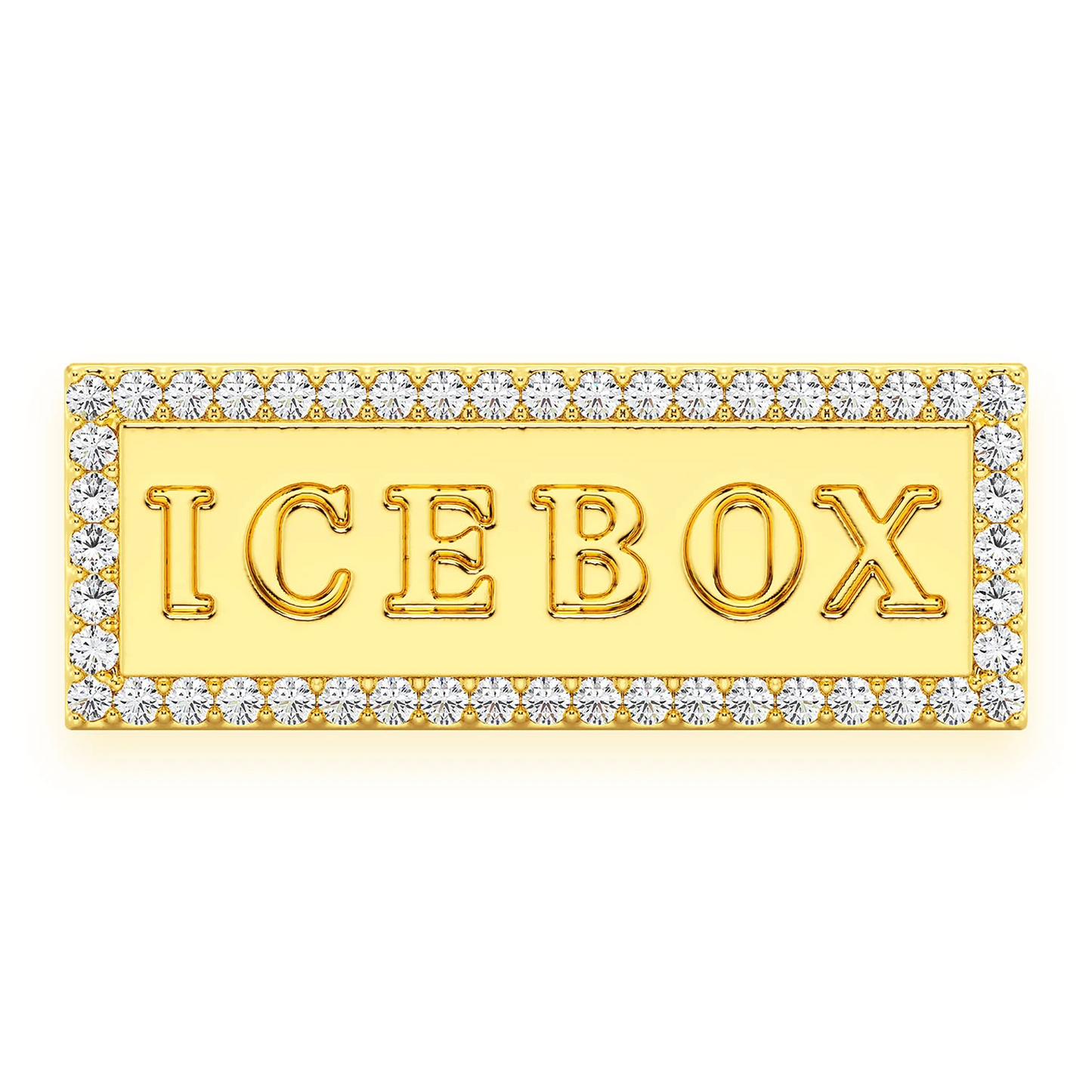 Icebox Logo Diamond Ring in 14K yellow gold, front view