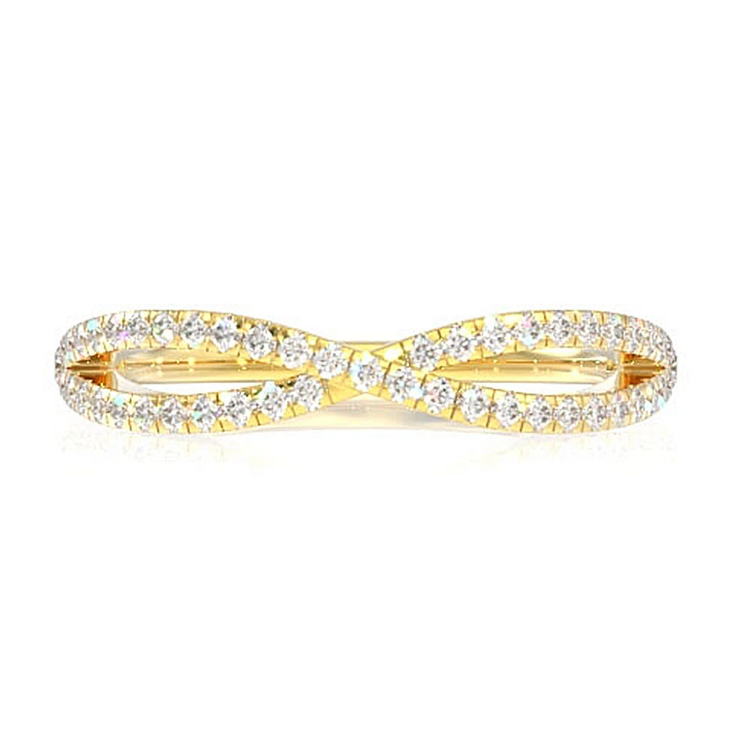 Infinity Crossover Ring in 14K yellow gold, front view