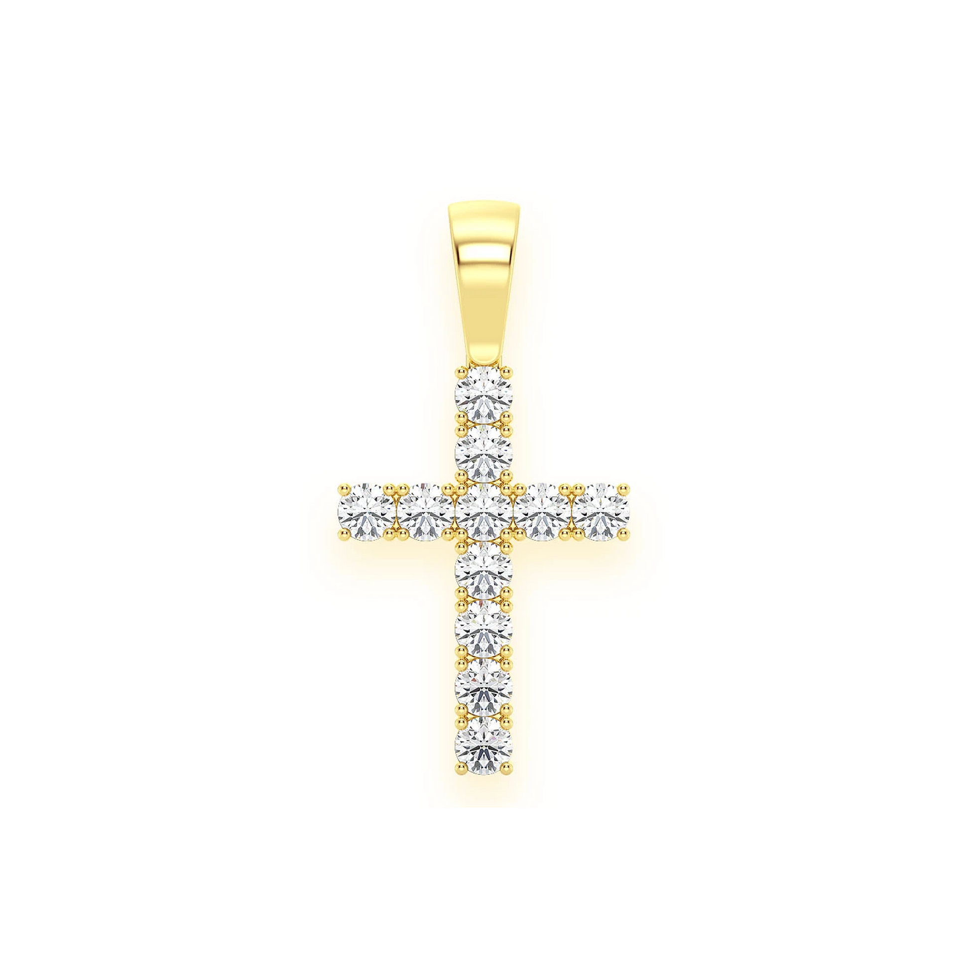 Signature Diamond Cross in 14K yellow gold, Extra Large / 3.75 ctw, front view