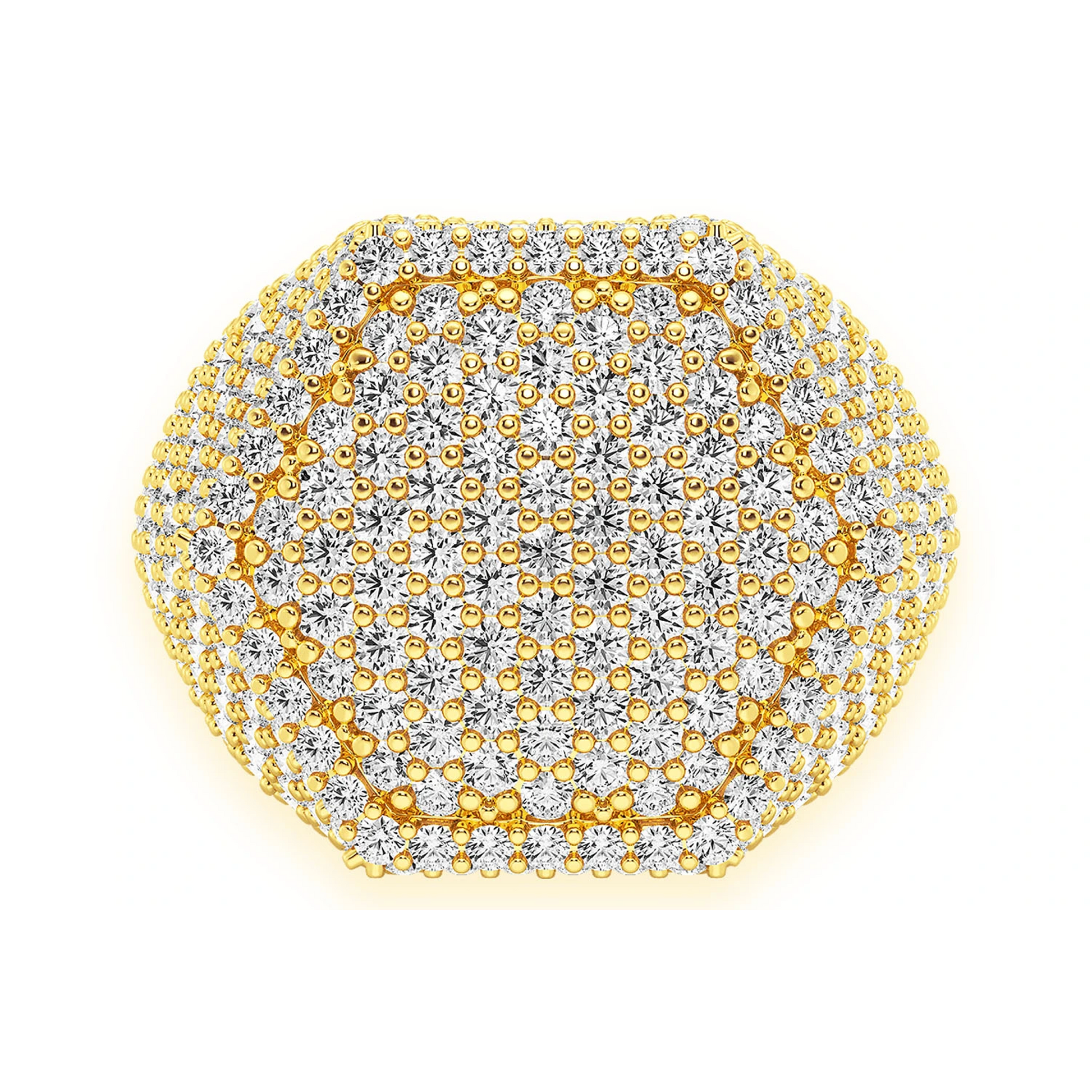 Hexagon Diamond Signet Ring in 14K yellow gold, front view