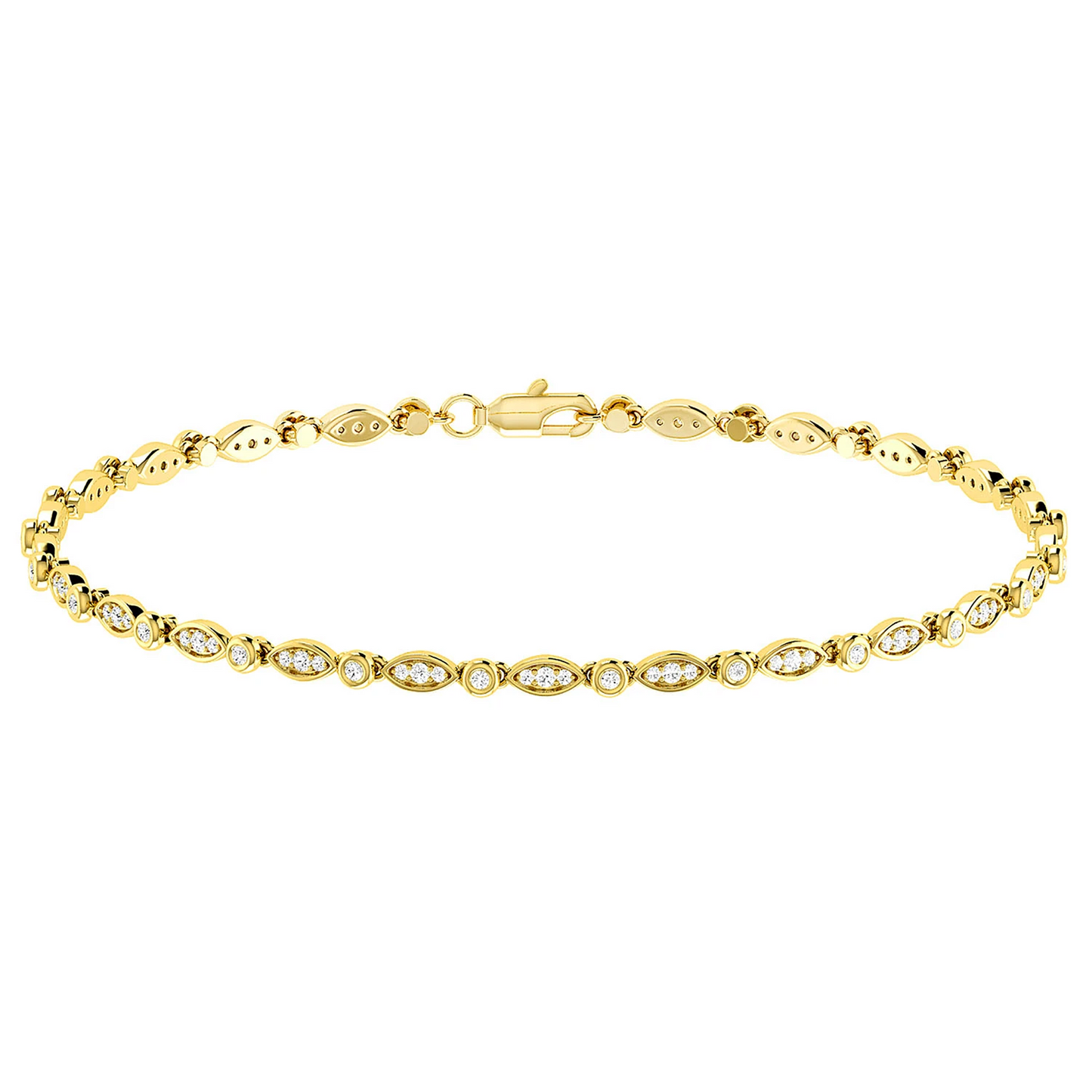 Geometric Bezel Diamond Bracelet in 14K yellow gold, front view