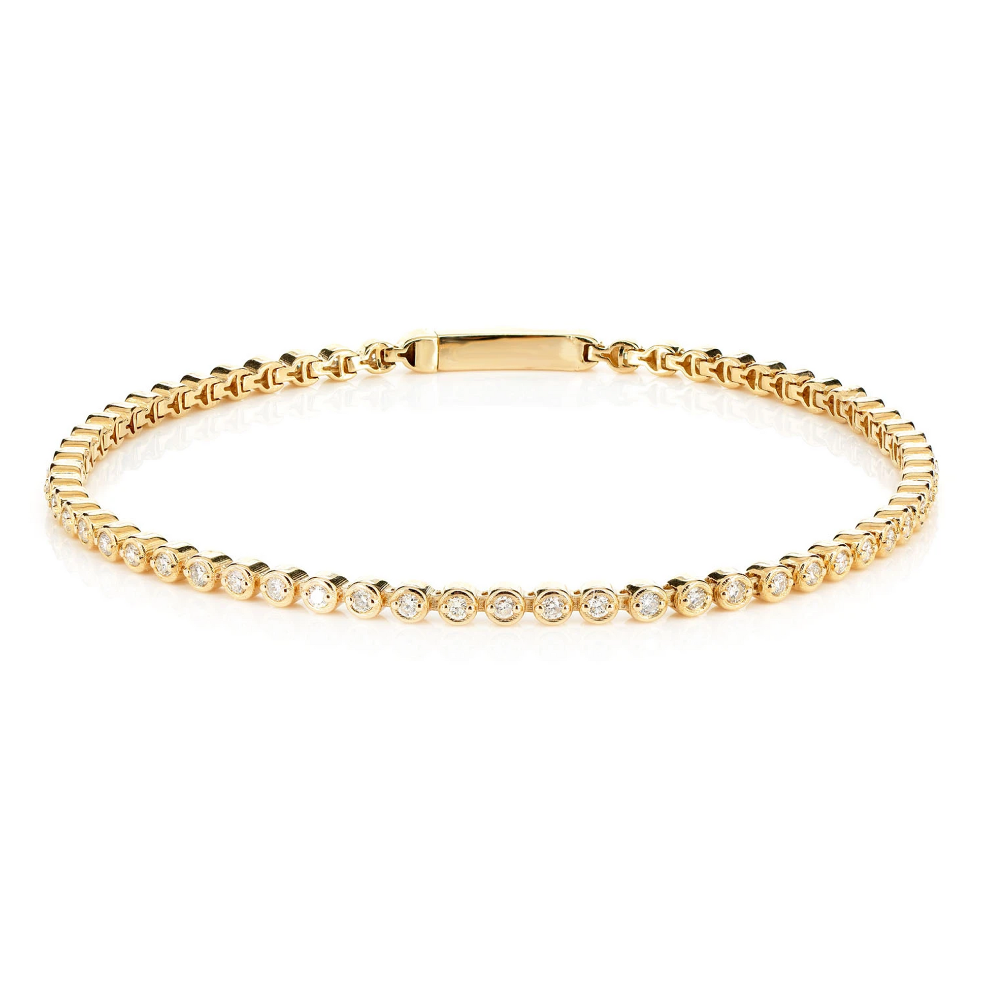 Extended Bezel Diamond Link Bracelet in 14K yellow gold, front view