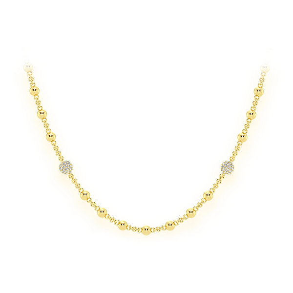 Diamond Bead Rosary Necklace