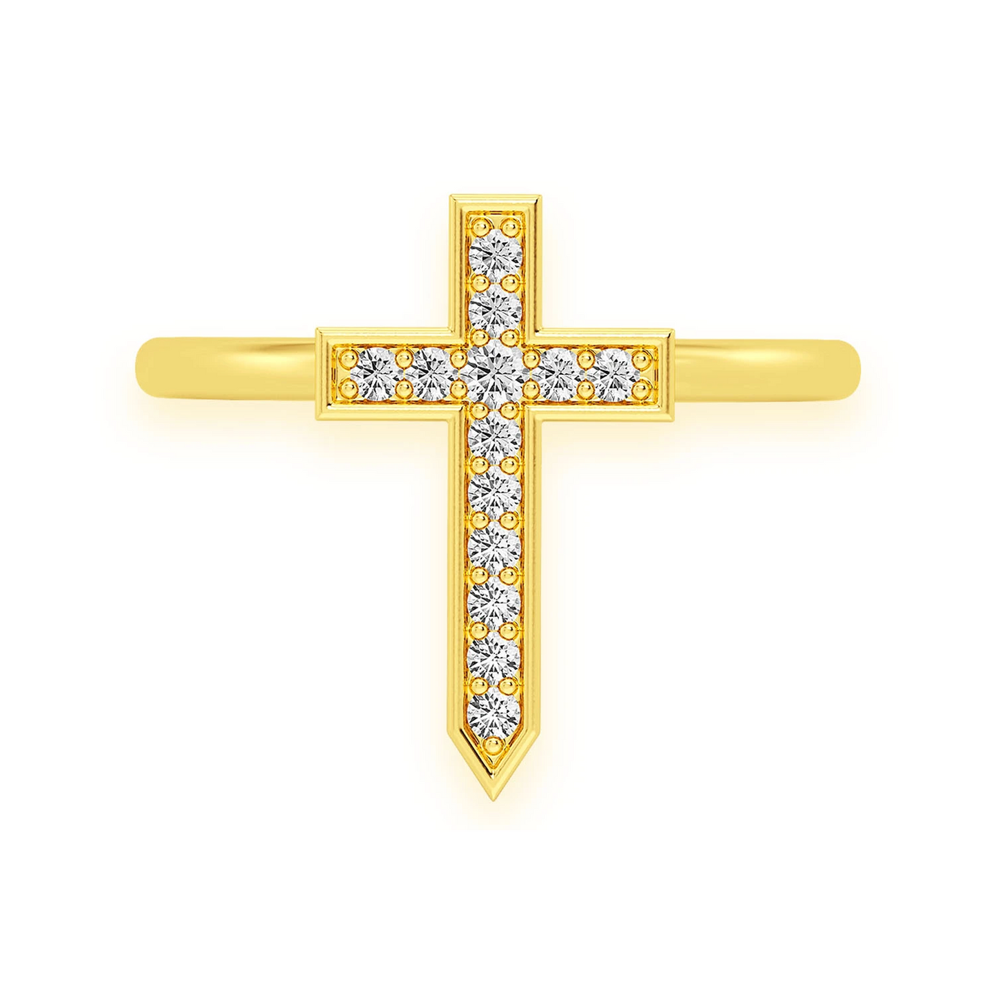 Cross Point Diamond Ring in 14K yellow gold, front view