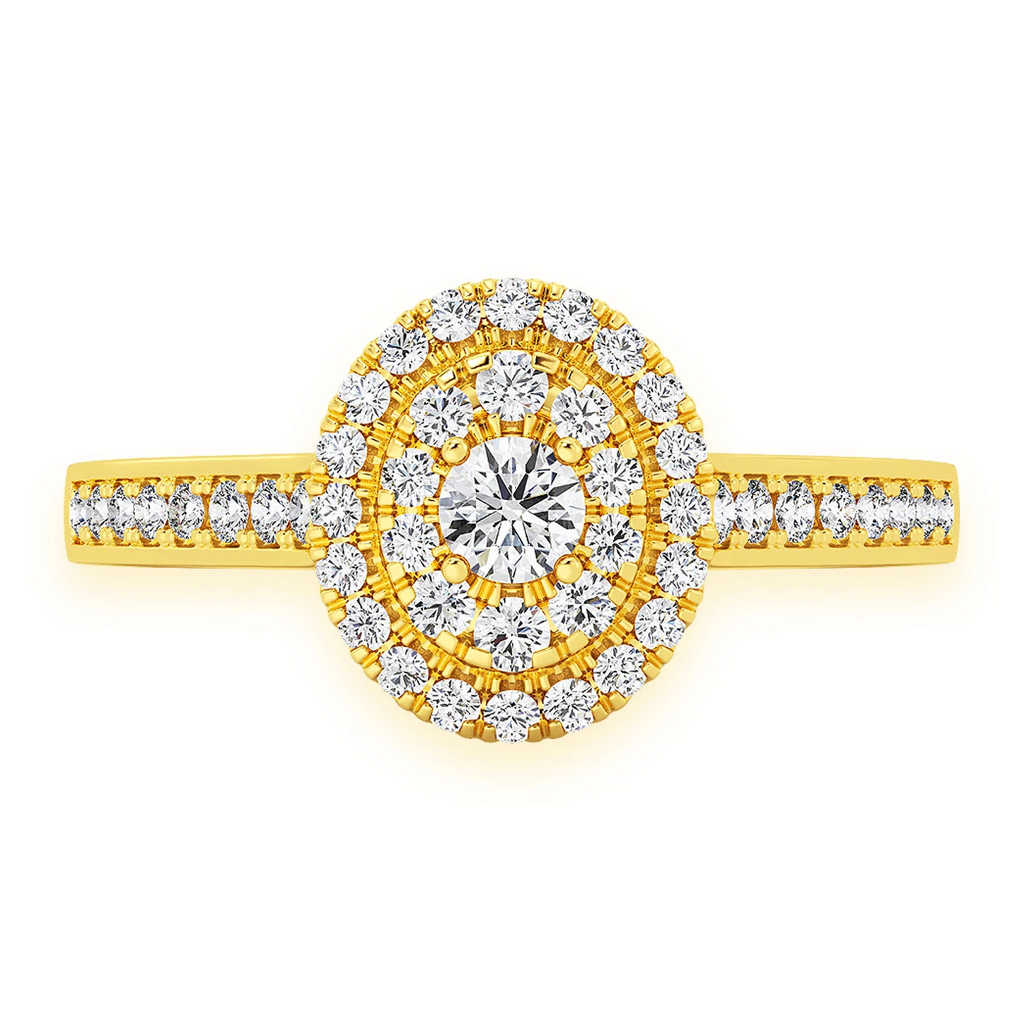 Oval Diamond Engagement Ring in 14K yellow gold, front view