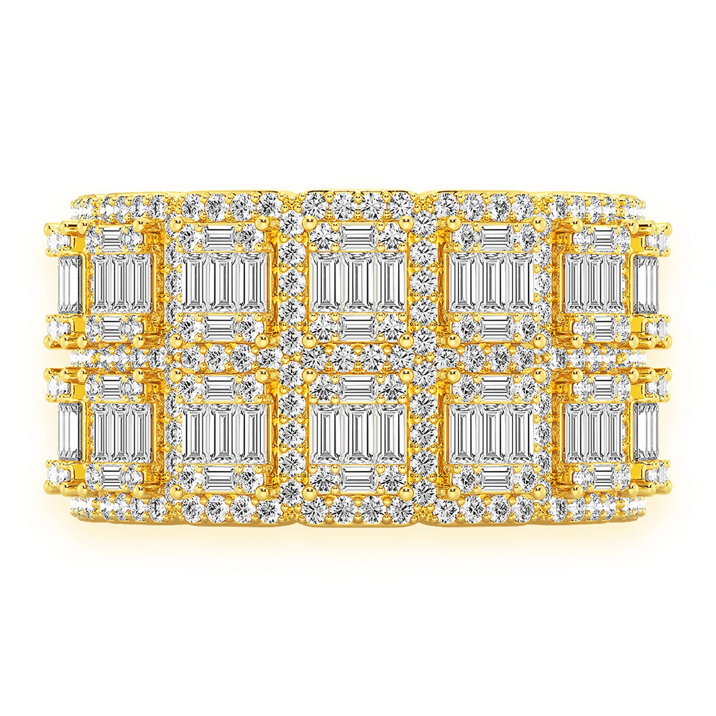 Baguette Border Diamond Ring in 14K yellow gold, front view