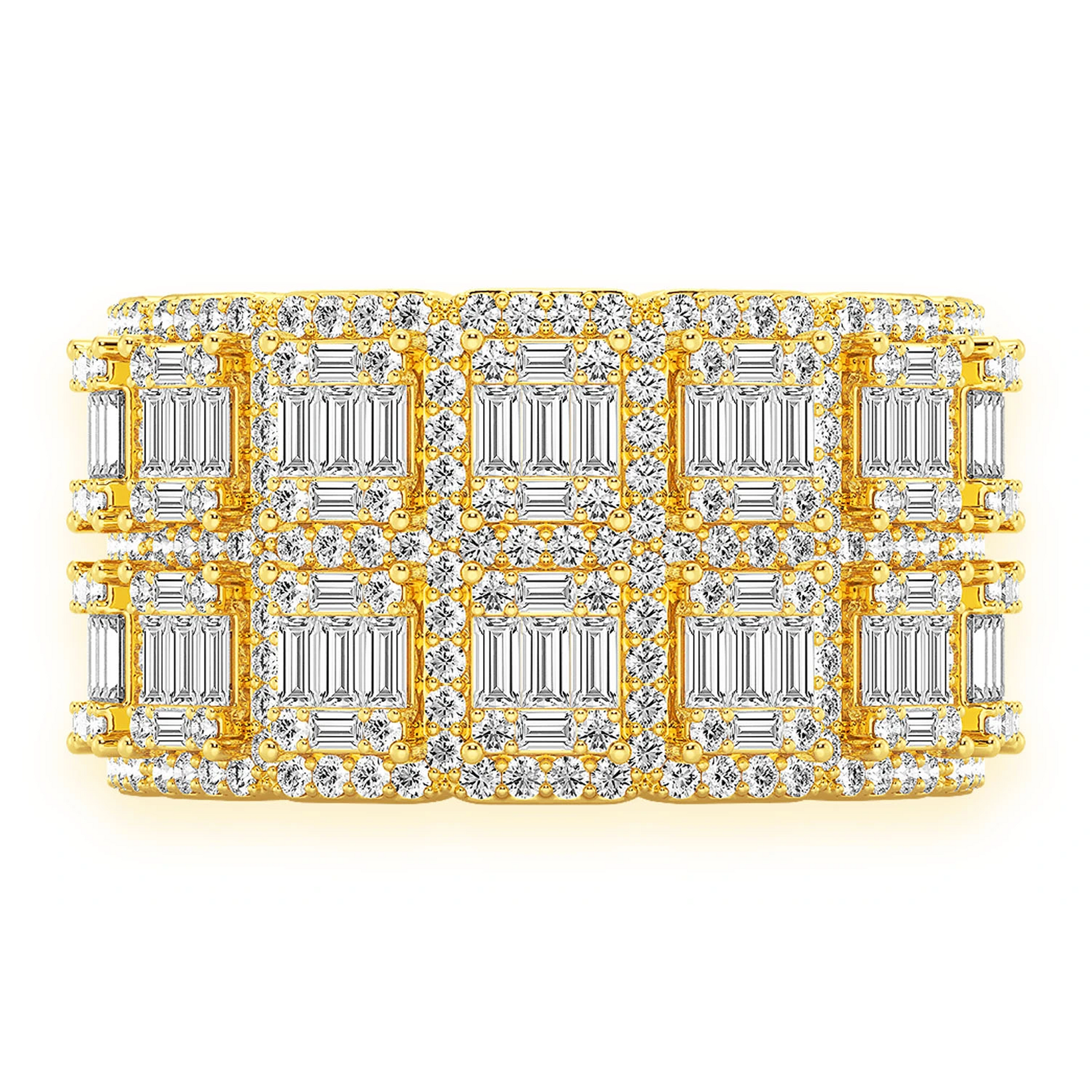 Baguette Border Diamond Ring in 14K yellow gold, front view